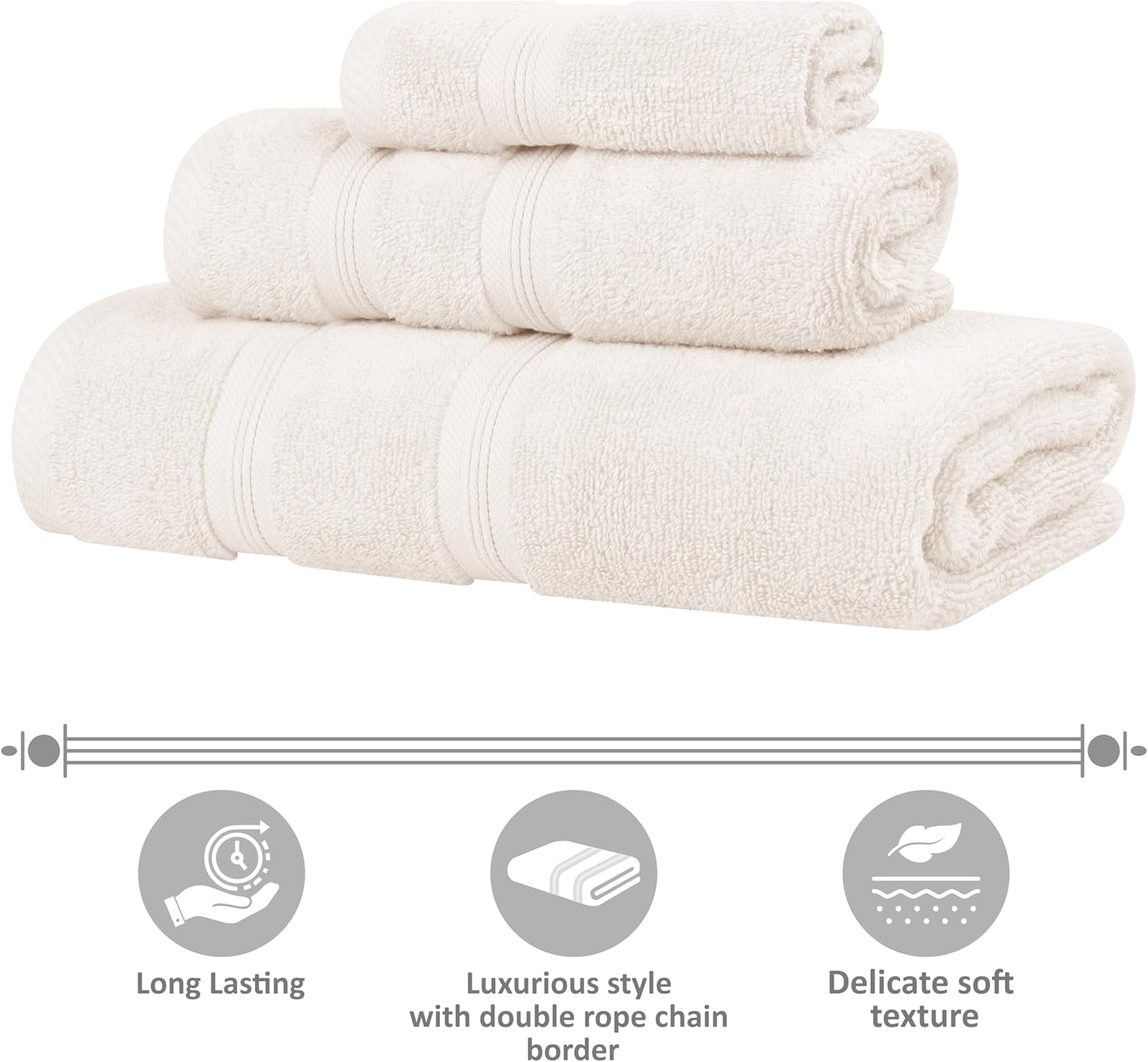 Superior 12-Piece Cotton Towel Set Ivory 1