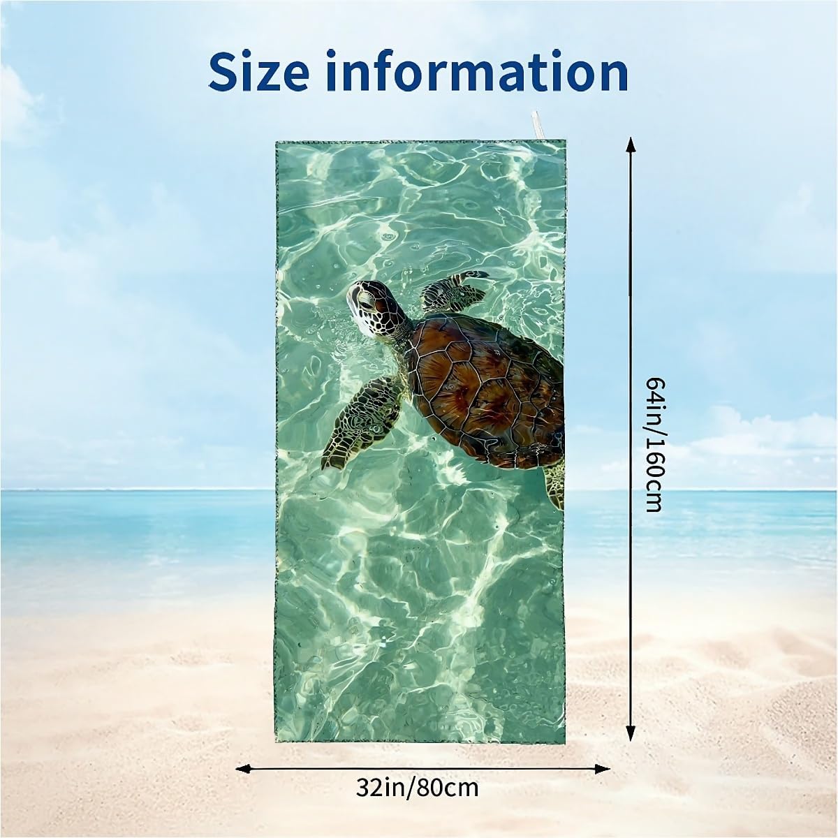 Sea Turtle Fluffy Oversized Beach Towel 32x64 Inch