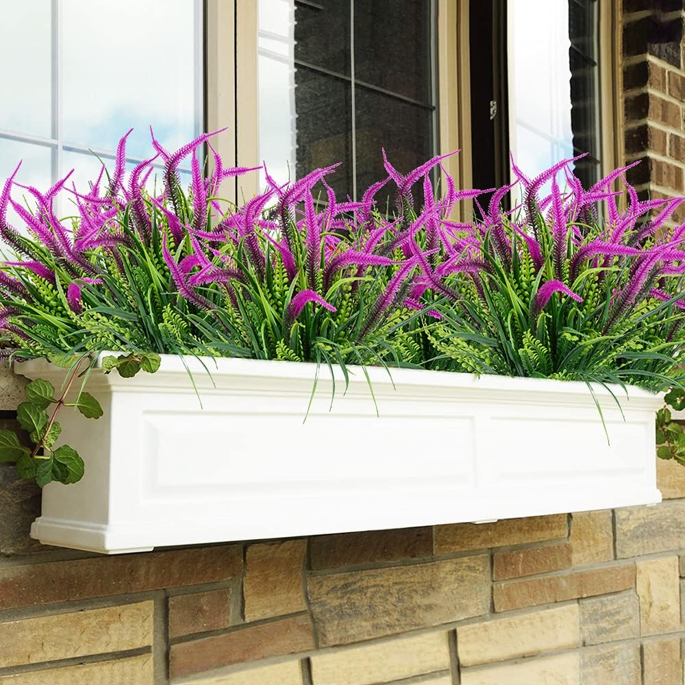 Dycica SLanC Artificial Lavender Plants UV Resistant Outdoor Indoor Bushes