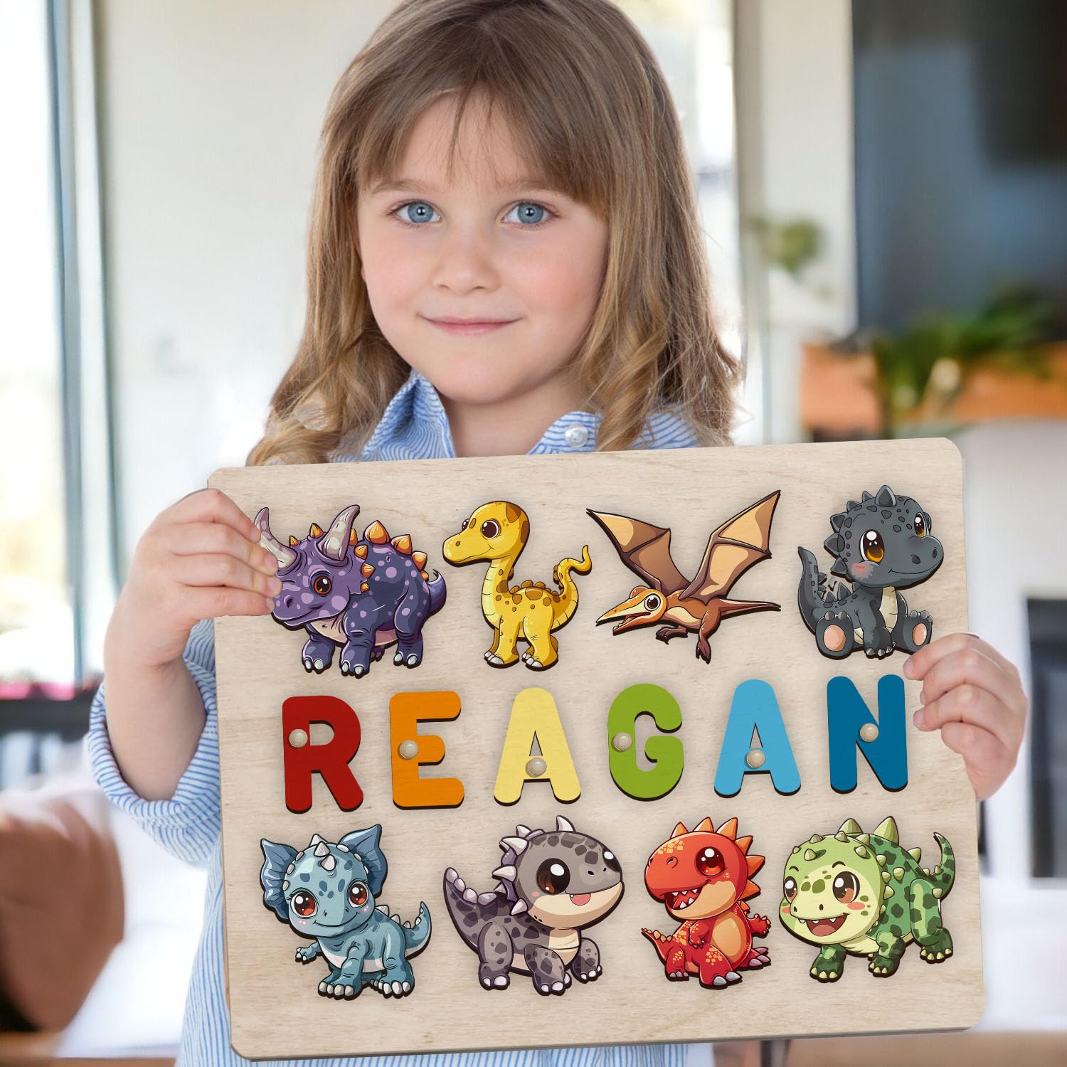 Personalized Name Dinosaur Puzzle Montessori Toy 1