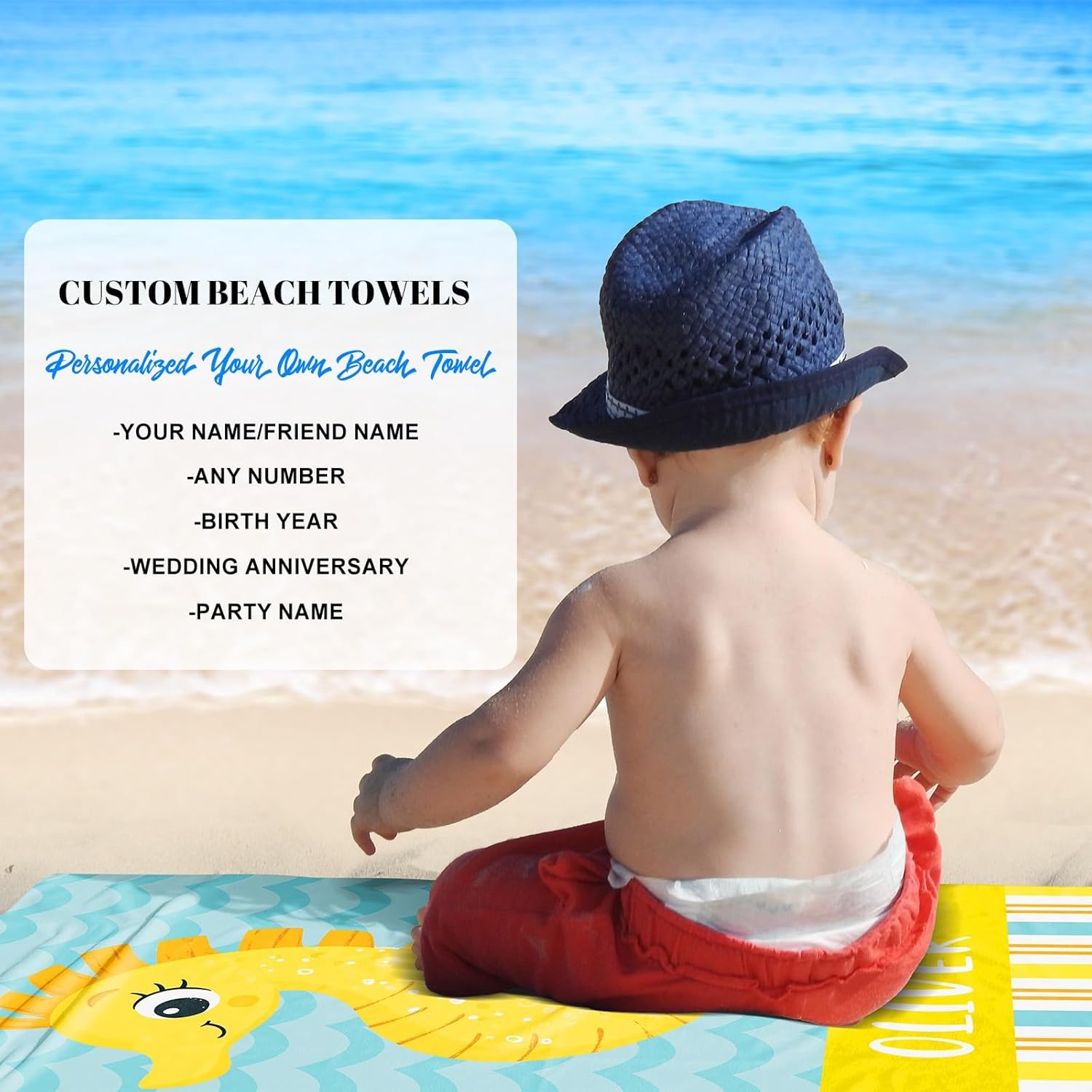 Custom Beach Towels with Names for Kids and Adults