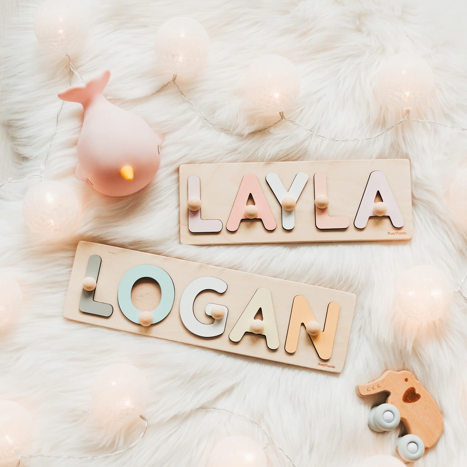 Personalized Wooden Name Puzzle with Pegs Montessori Toy