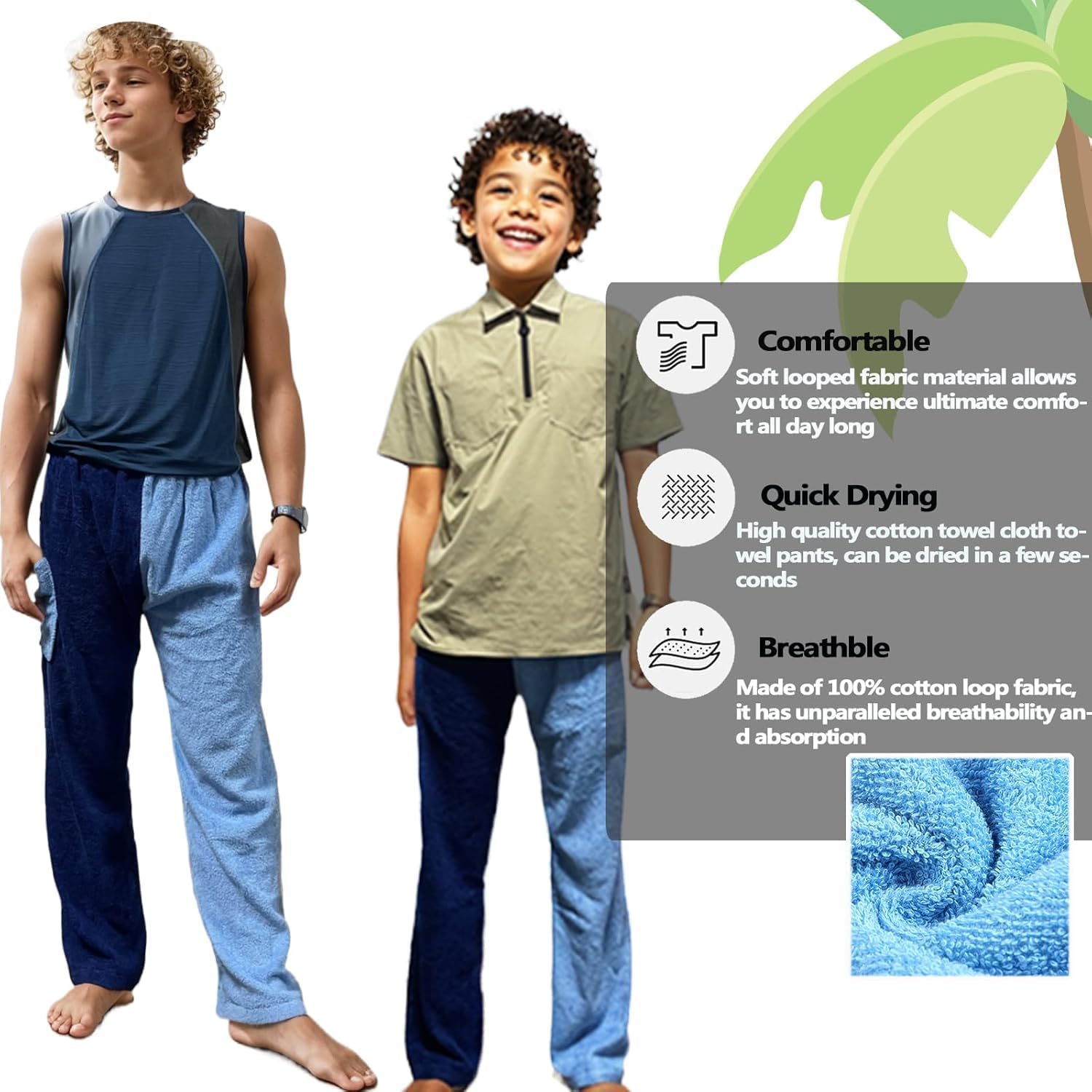 Fawyn Cotton Terry Towel Pants for Swimmers 1