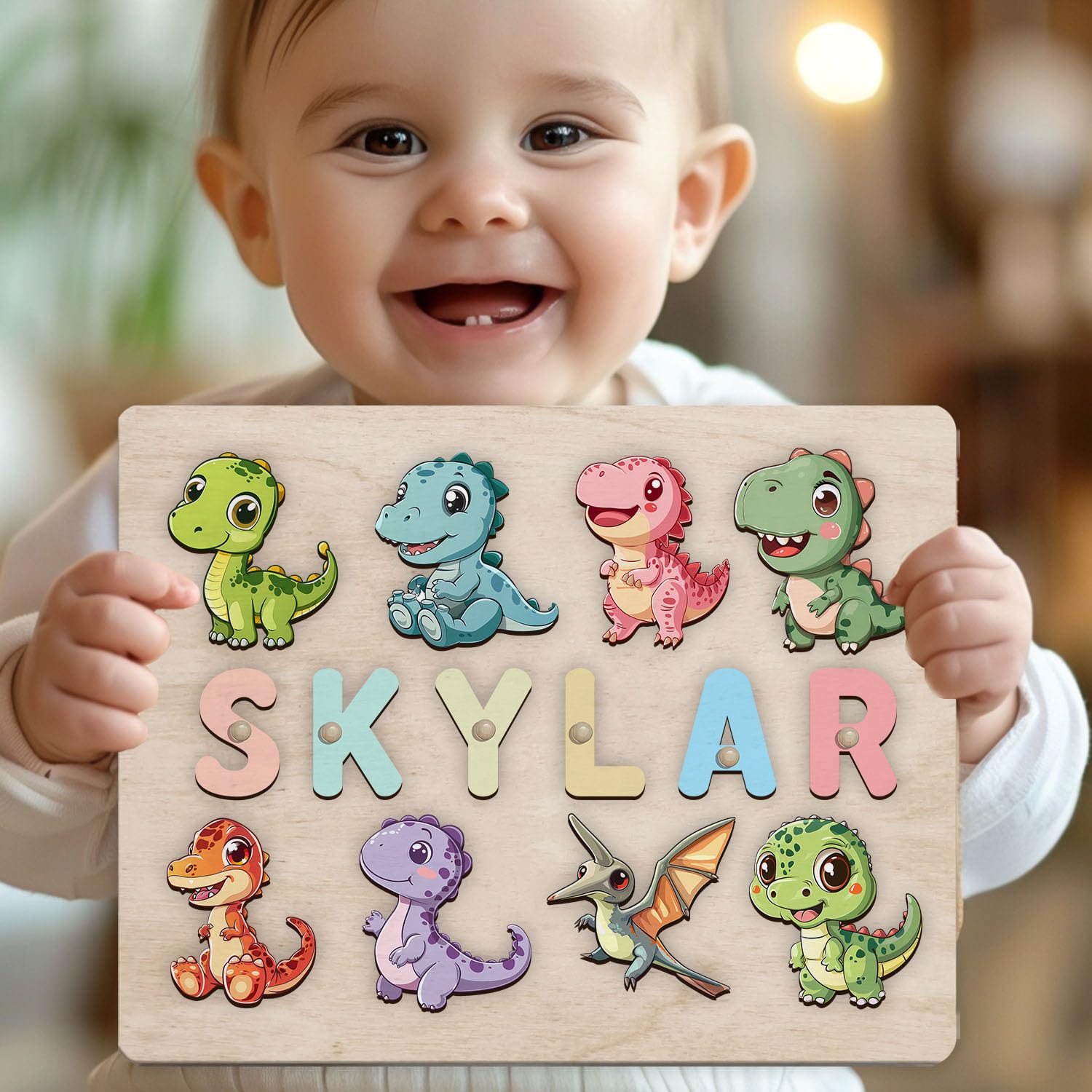 Personalized Name Dinosaur Puzzle Montessori Toy