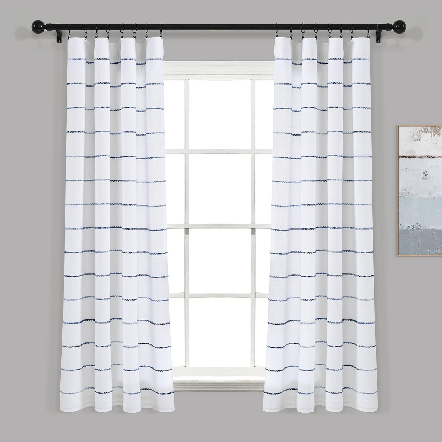 Lush Decor Ombre Stripe Window Curtain Panel Set - Navy