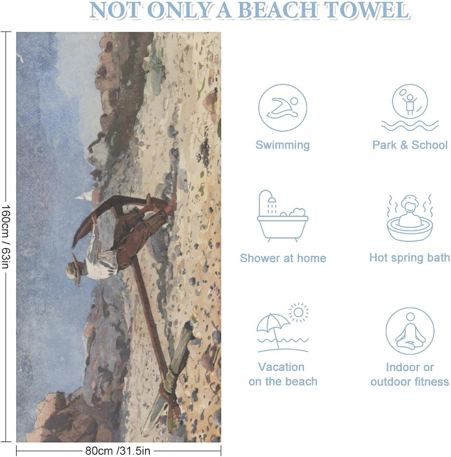 AMEIZHUB Large Beach Towel with Anchor Design