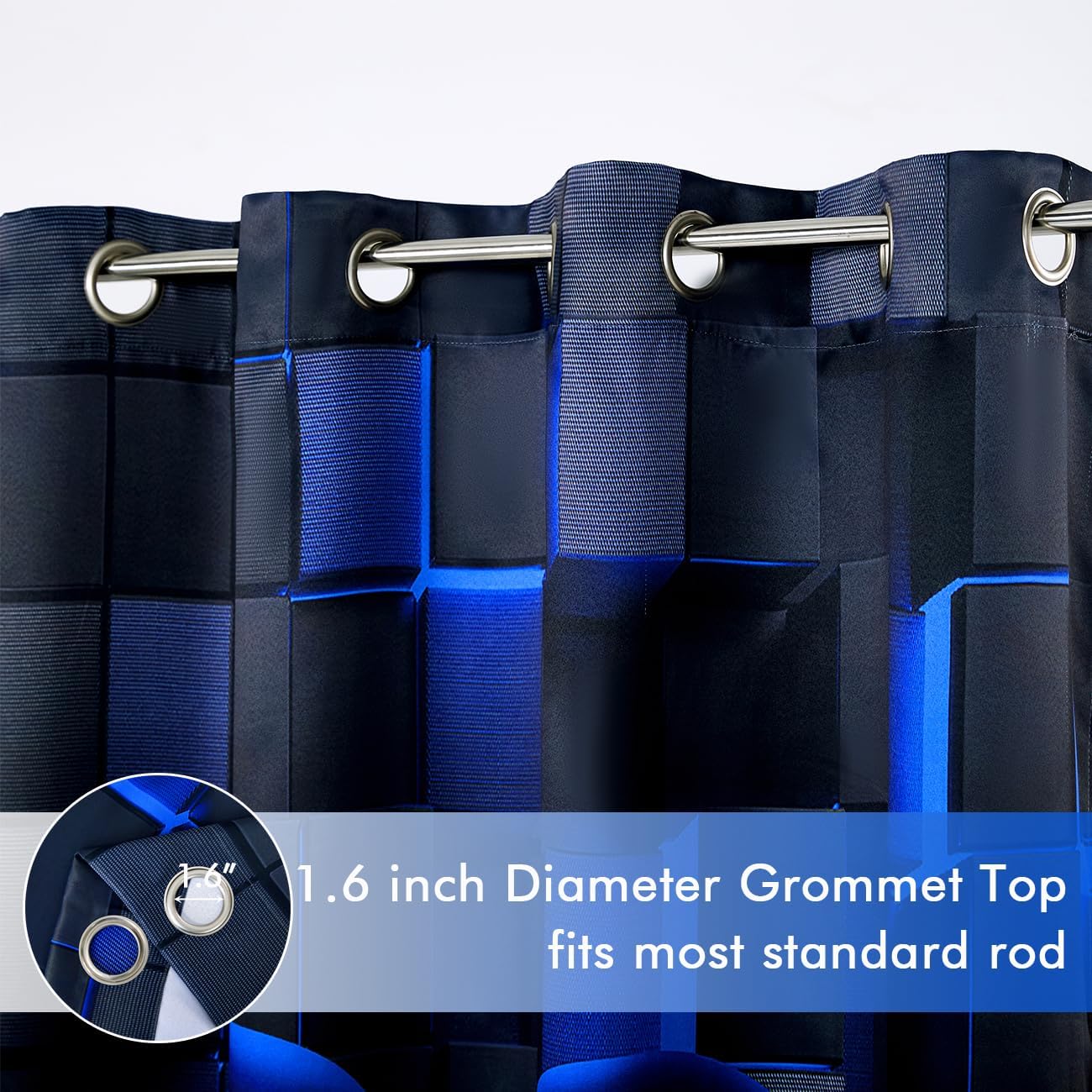 PERFEMET Gamer Kids Curtains 2 Panels Black Blue