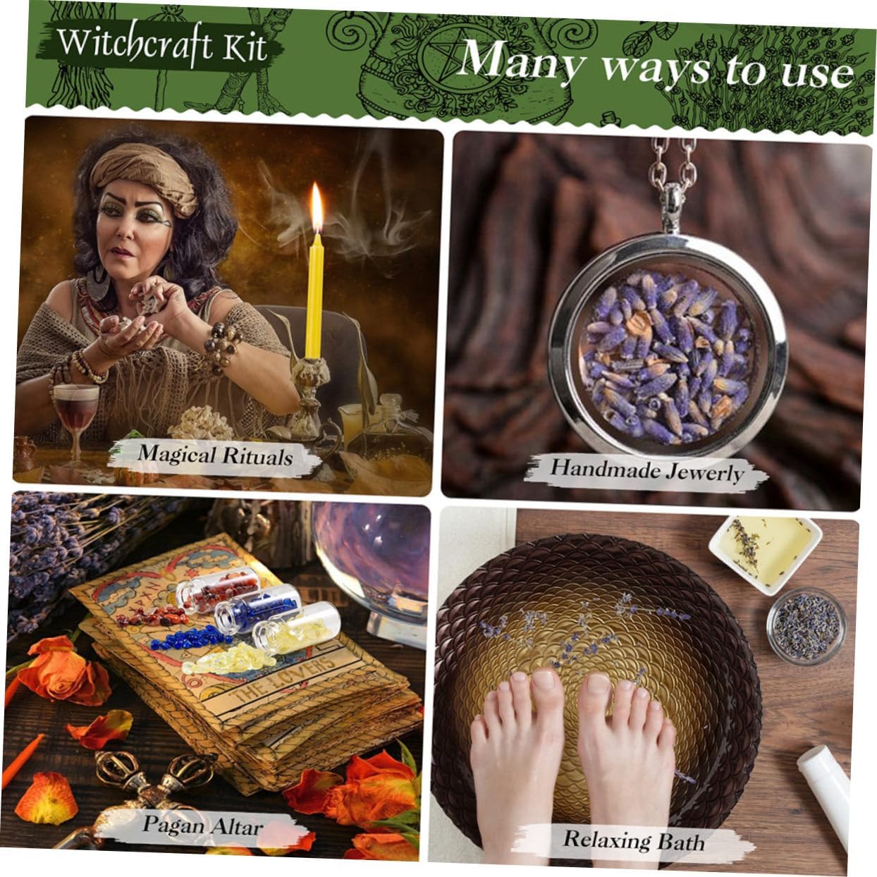 Witch Starter Kit with Dried Flowers and Crystals