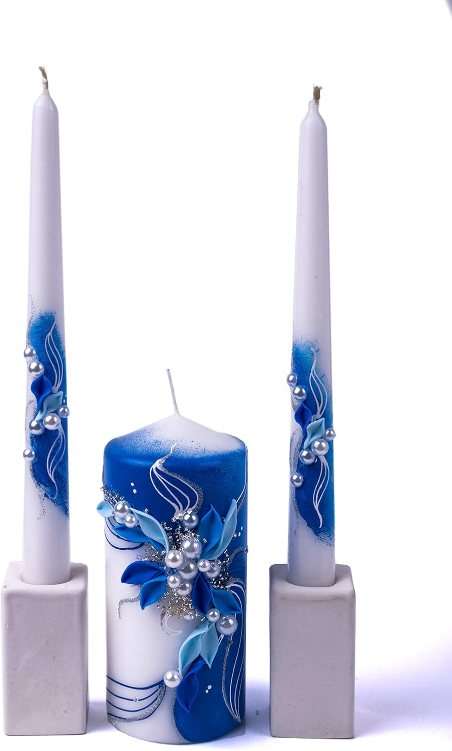 Magik Life Unity Candle Set - 6 Pillar 2x10 Taper Candles - Royal Blue