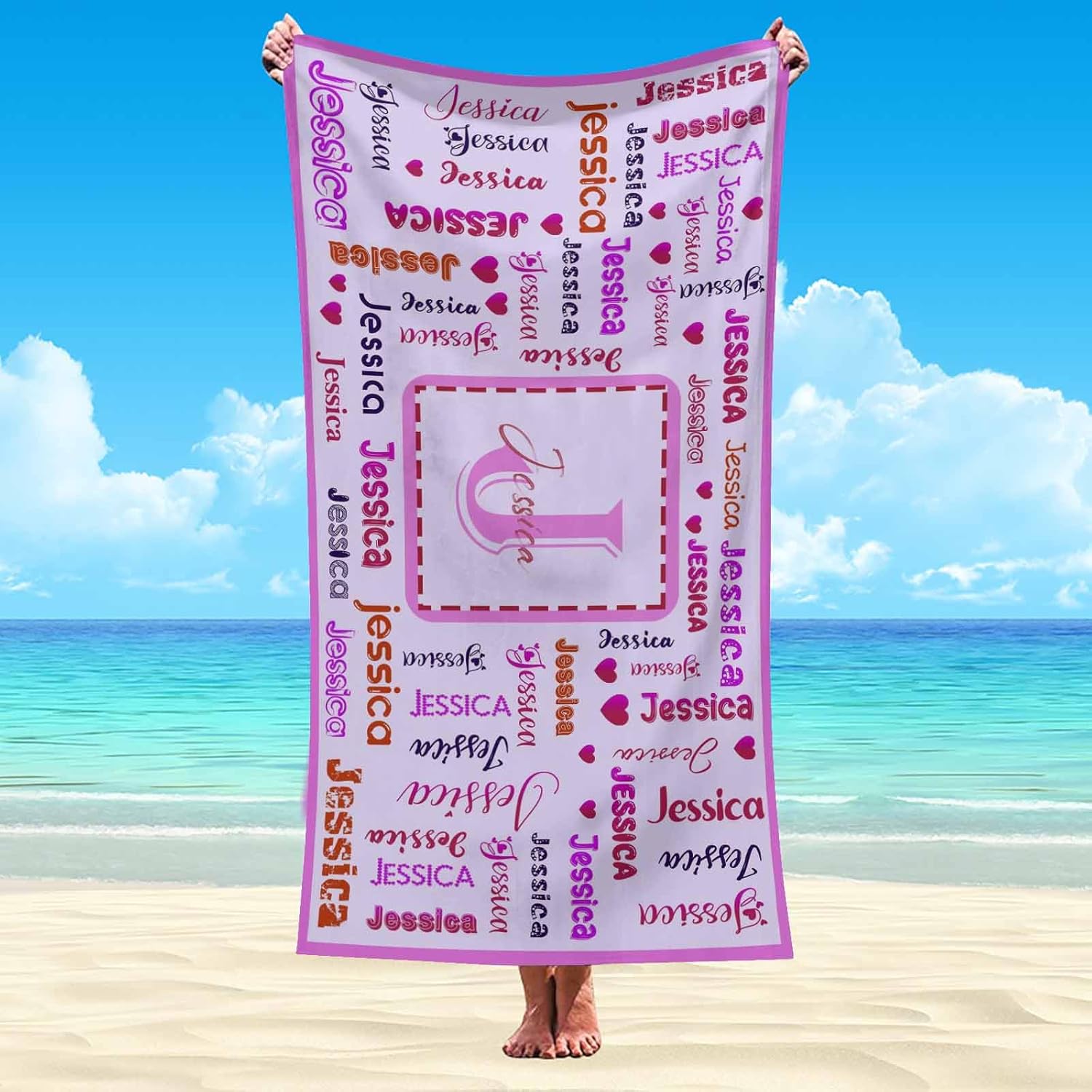 Artsadd Personalized Beach Towel for Kids and Adults