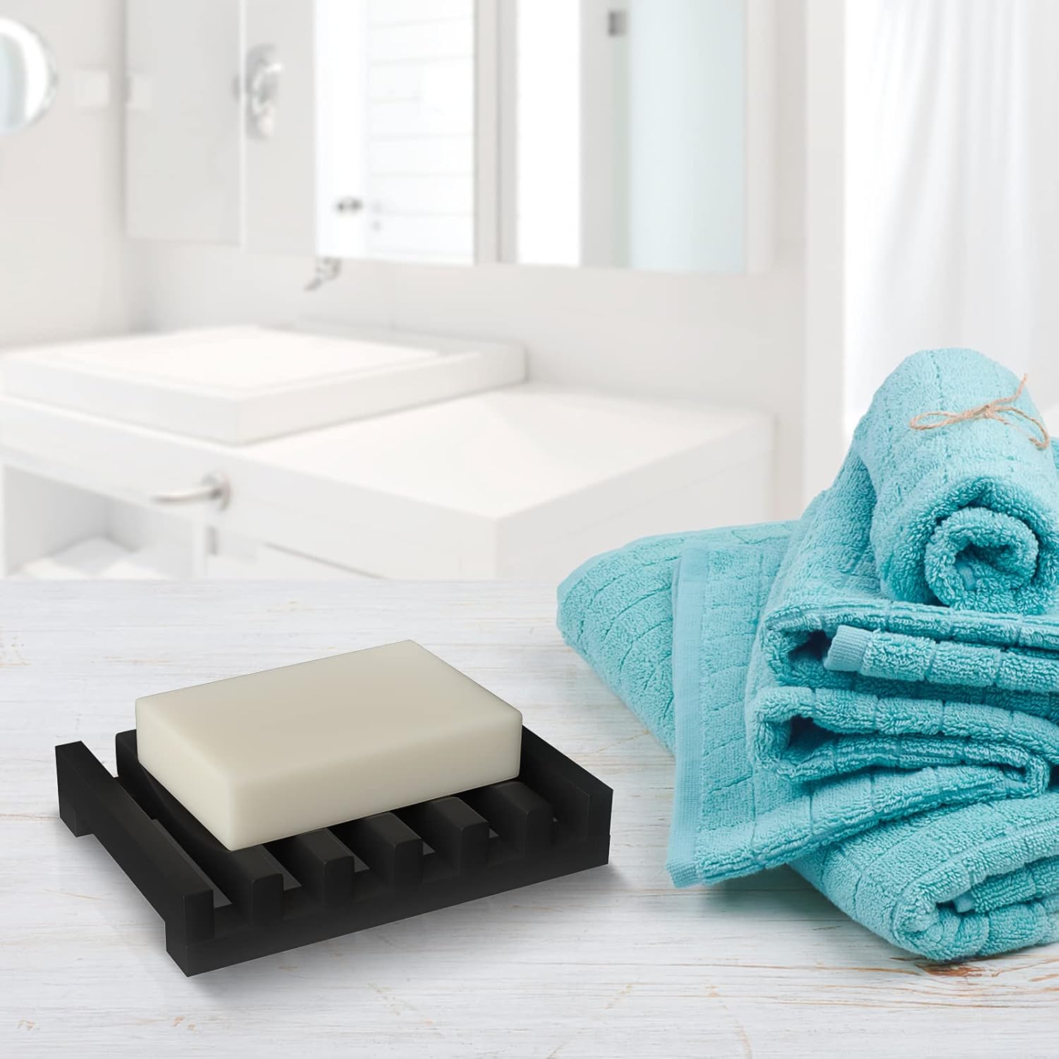 ALIMOTA Soap Tray Case Holder 2 Pcs Silicone Drainer for Bath