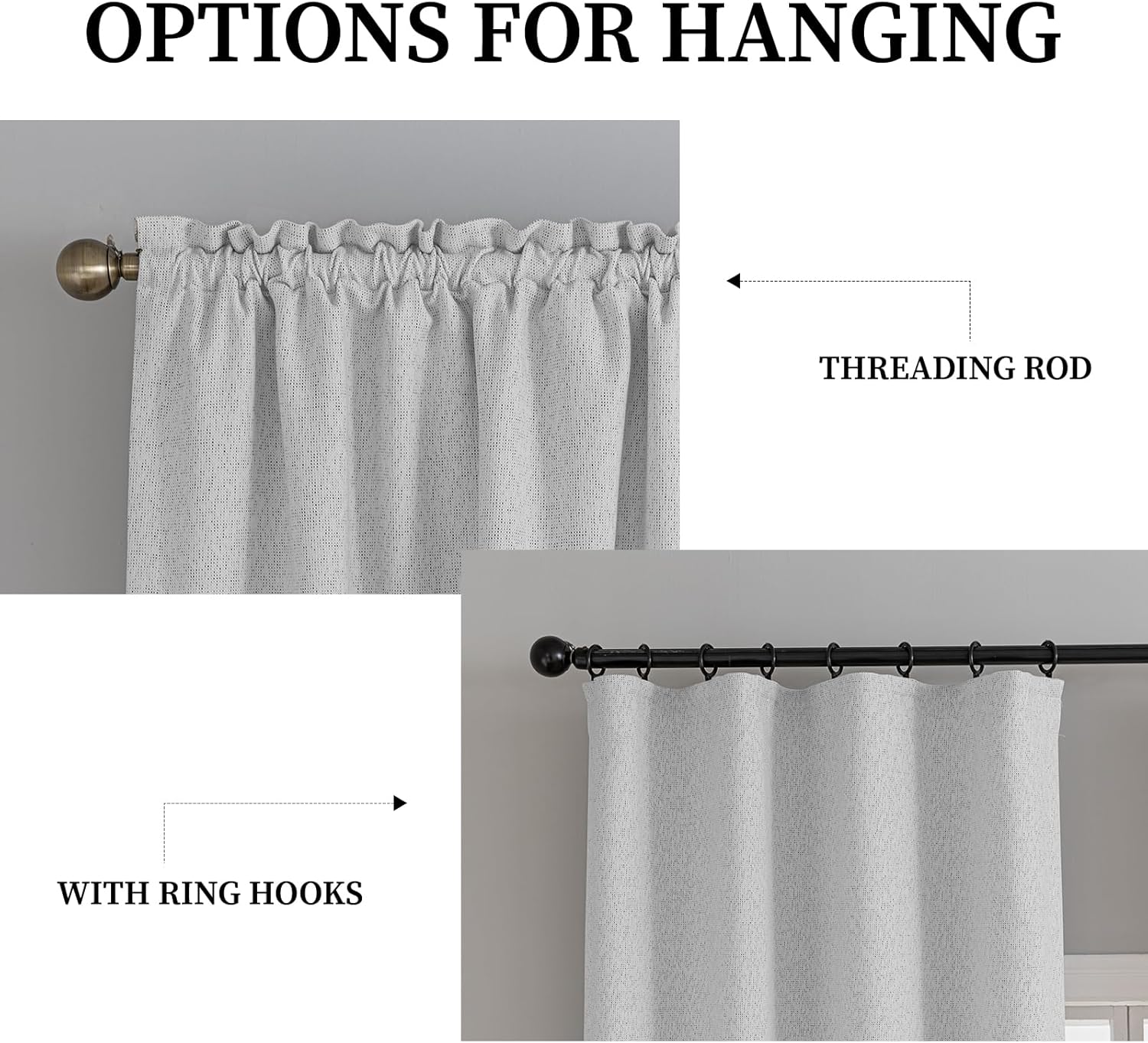 Hugmoom Blackout Linen Curtains 2 Panels Set 96 Inches Long