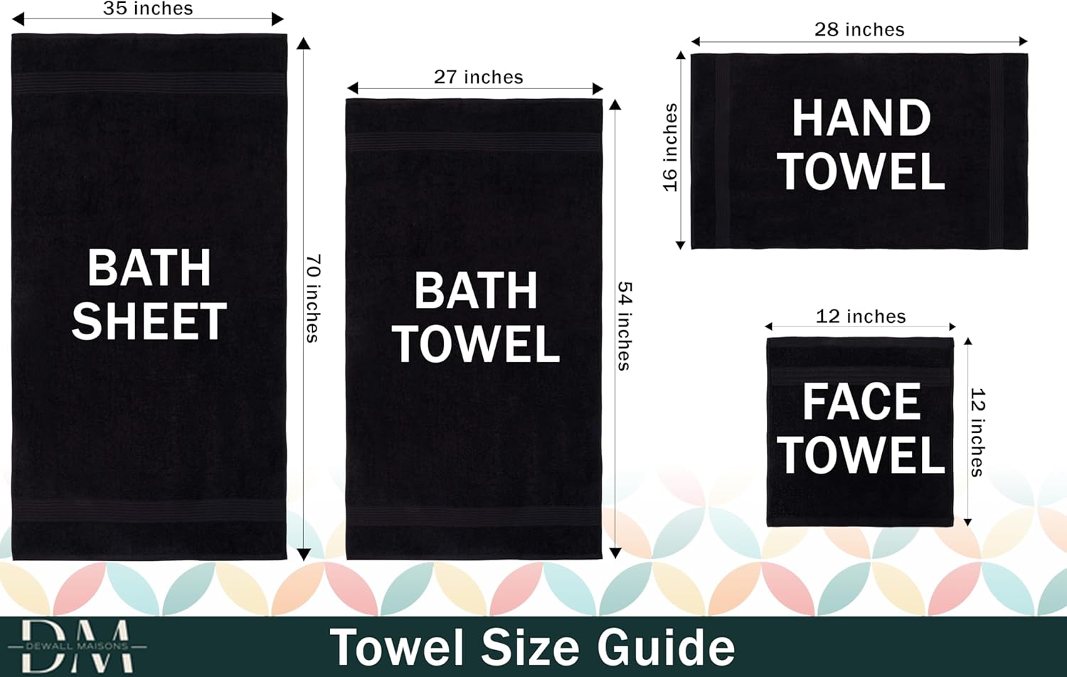 Dewall Maisons 4 Pack Bath Towels - 27x54 Inches 100 Cotton Plush Quick Drying
