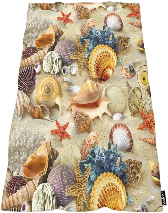 Moslion Soft Bath Towels Seashells Starfish