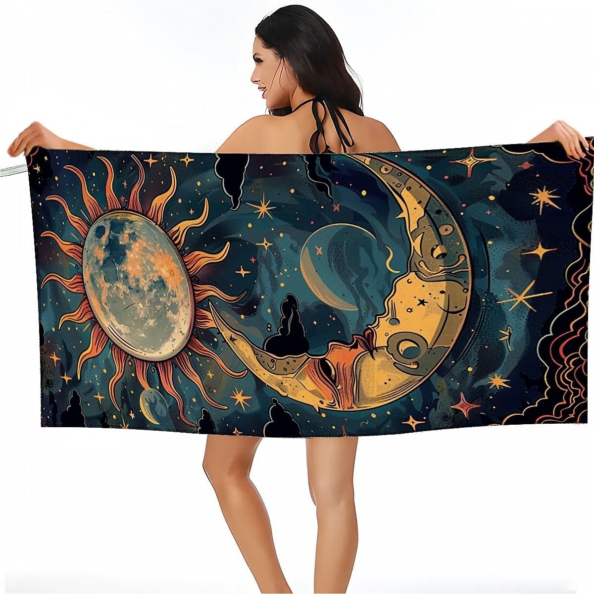 Day and Night Moon Sun Fluffy Beach Towels 32x64 Inch