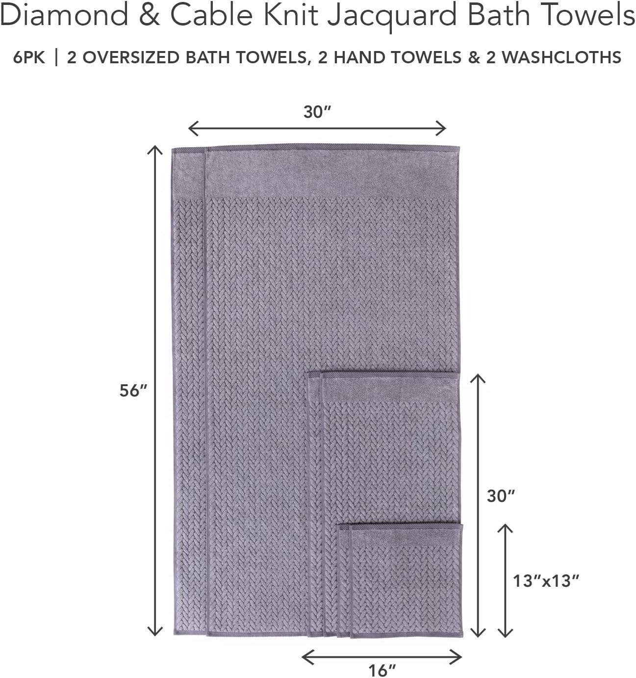 TexereSilk Organic Cotton Jacquard Towel Set - 650 GSM 6 Piece