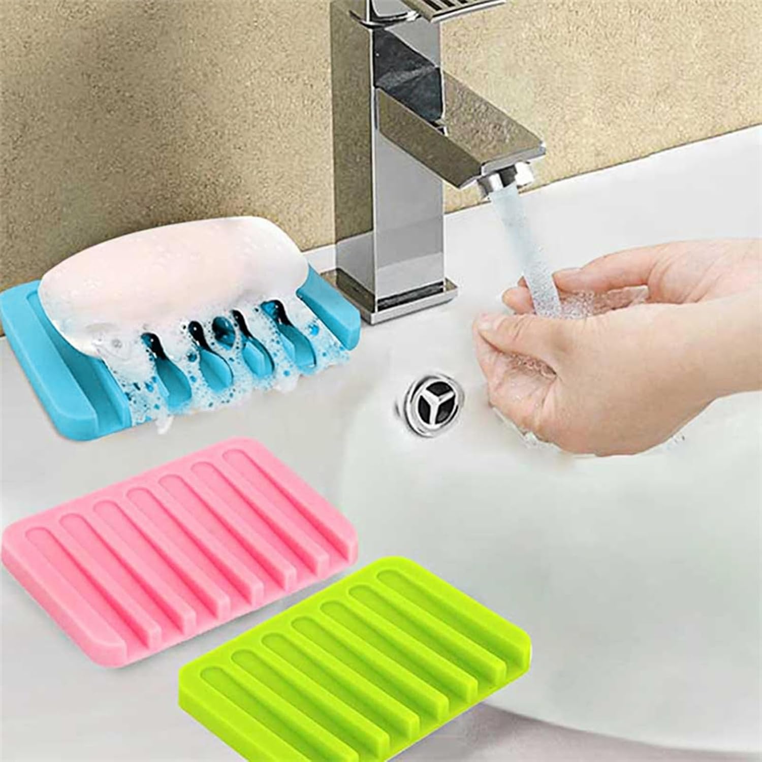 Self-Draining Silicone Soap Holder for Home and Kitchen