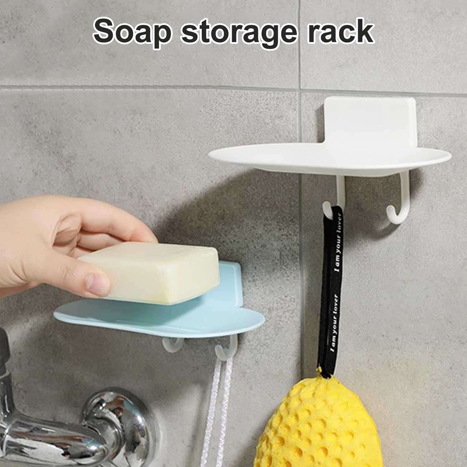 Curfair 2Pcs Wall Mount Soap Holder with No Trace Adhesive Dark Gray