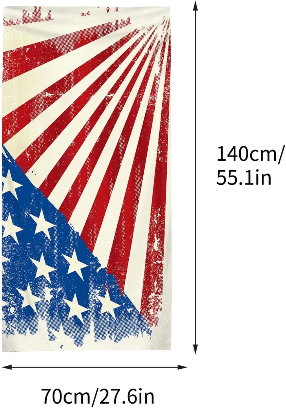Aufmer American Flag Beach Towel - Lightweight Sandproof 27x55 Inch