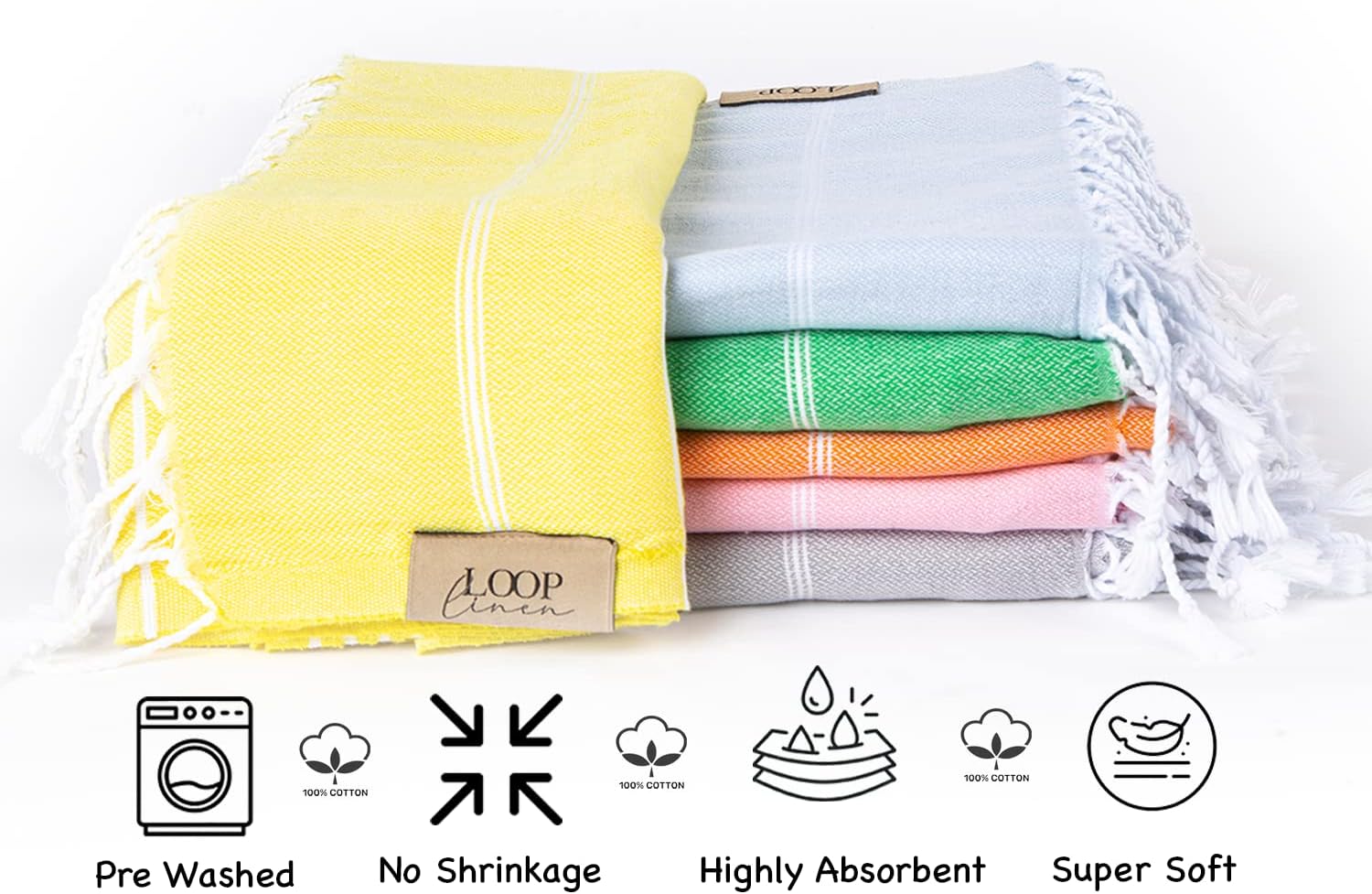 Loop Linen Turkish Beach Towel - Grey