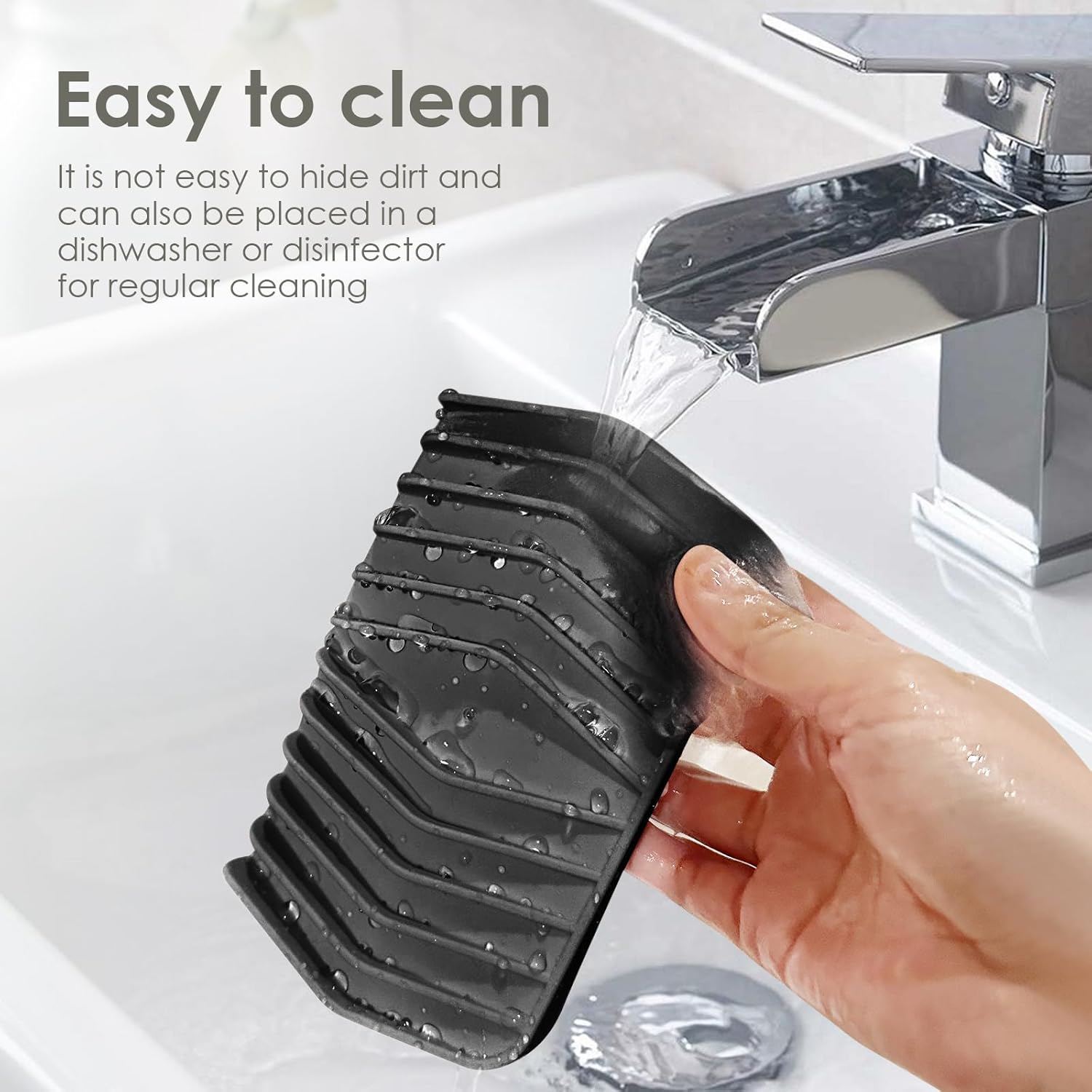 SAISN Silicone Soap Dish for Shower Black