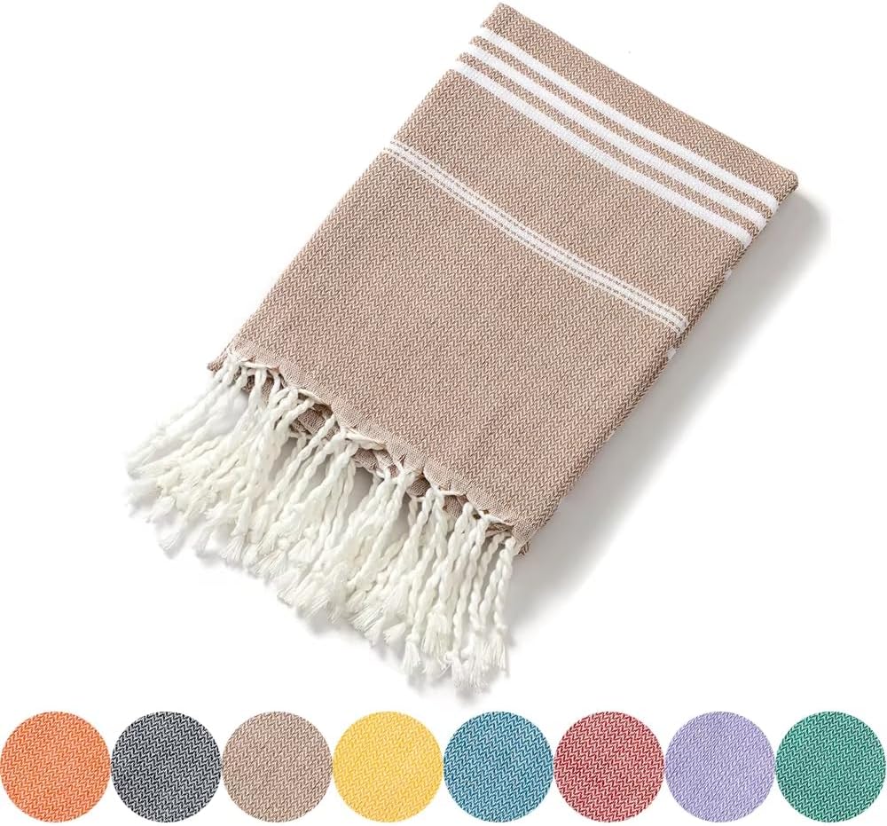 Turkish Cotton Beach Towel with Tassels - Quick Dry Lightweight 1