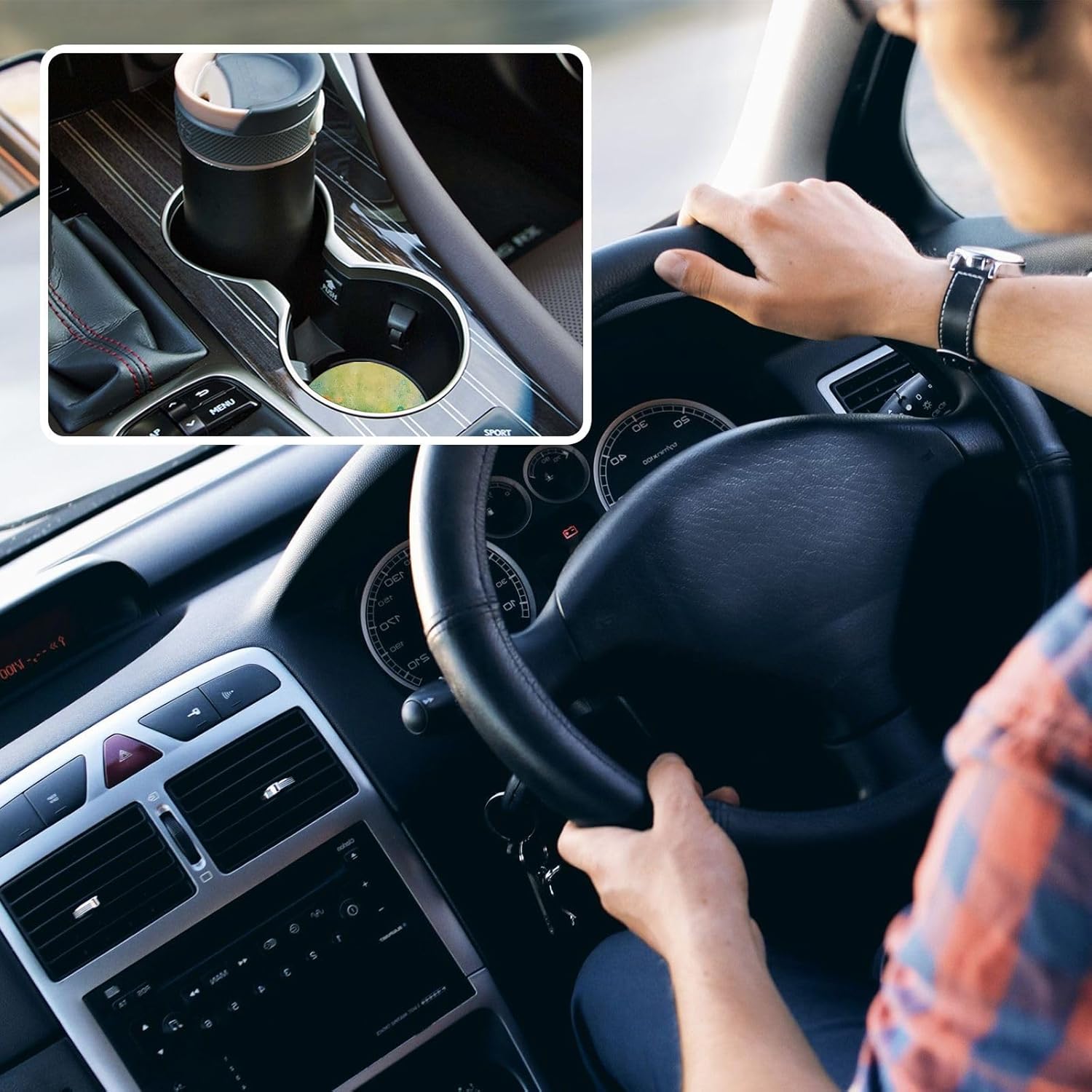 Watercolor Flowers Car Cup Holder Coasters 2 Pack