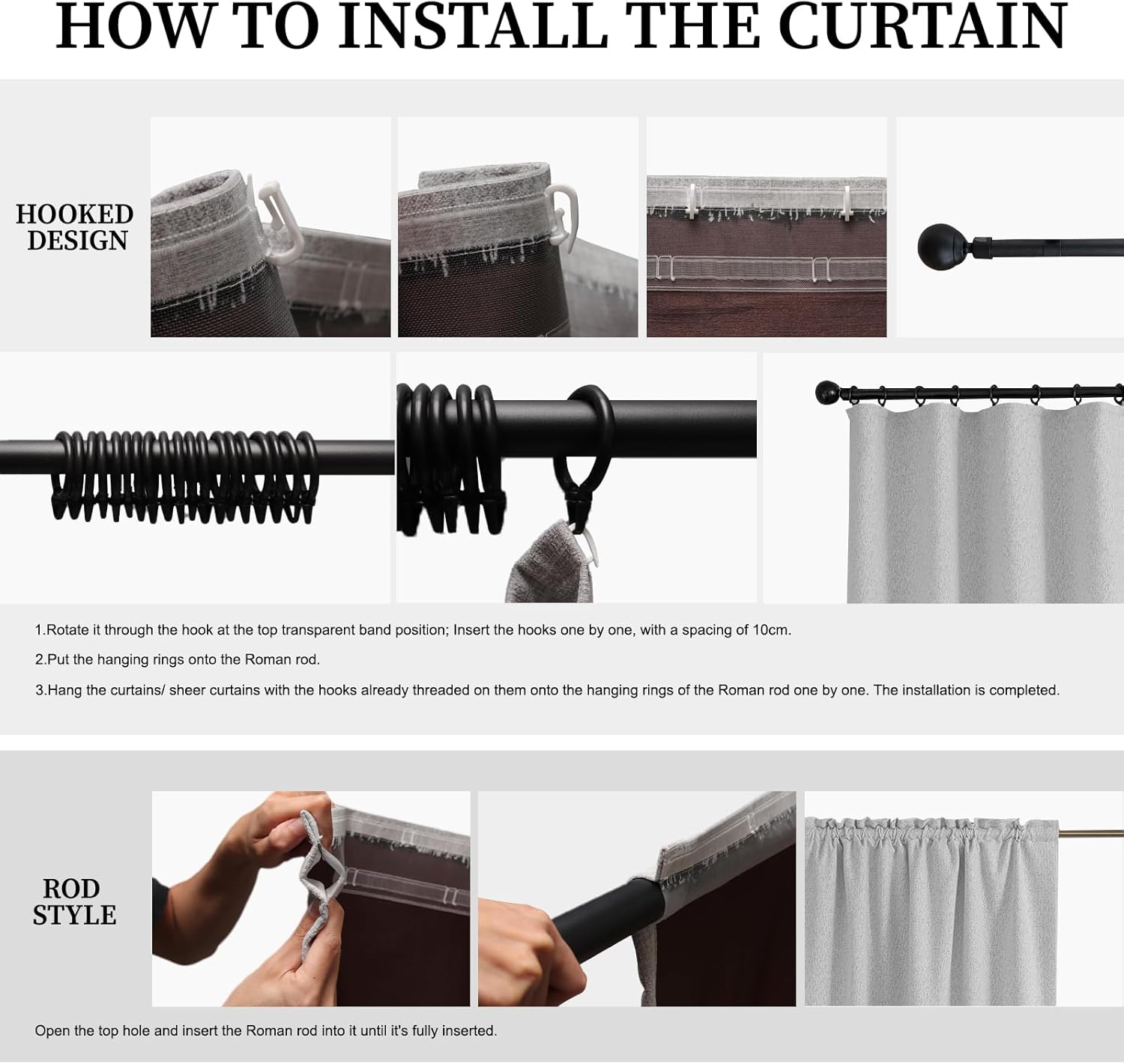 Hugmoom Blackout Linen Curtains 2 Panels Set 96 Inches Long