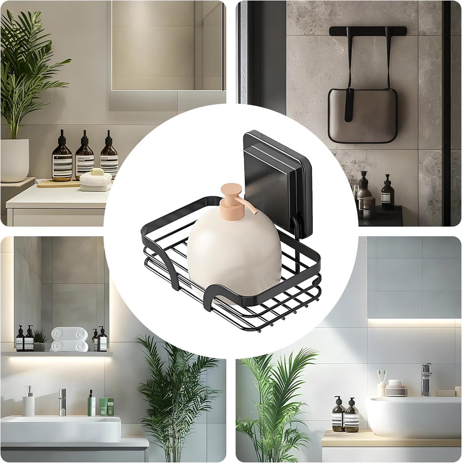 Suction Soap Holder with Hooks - No Drill Wall Mount
