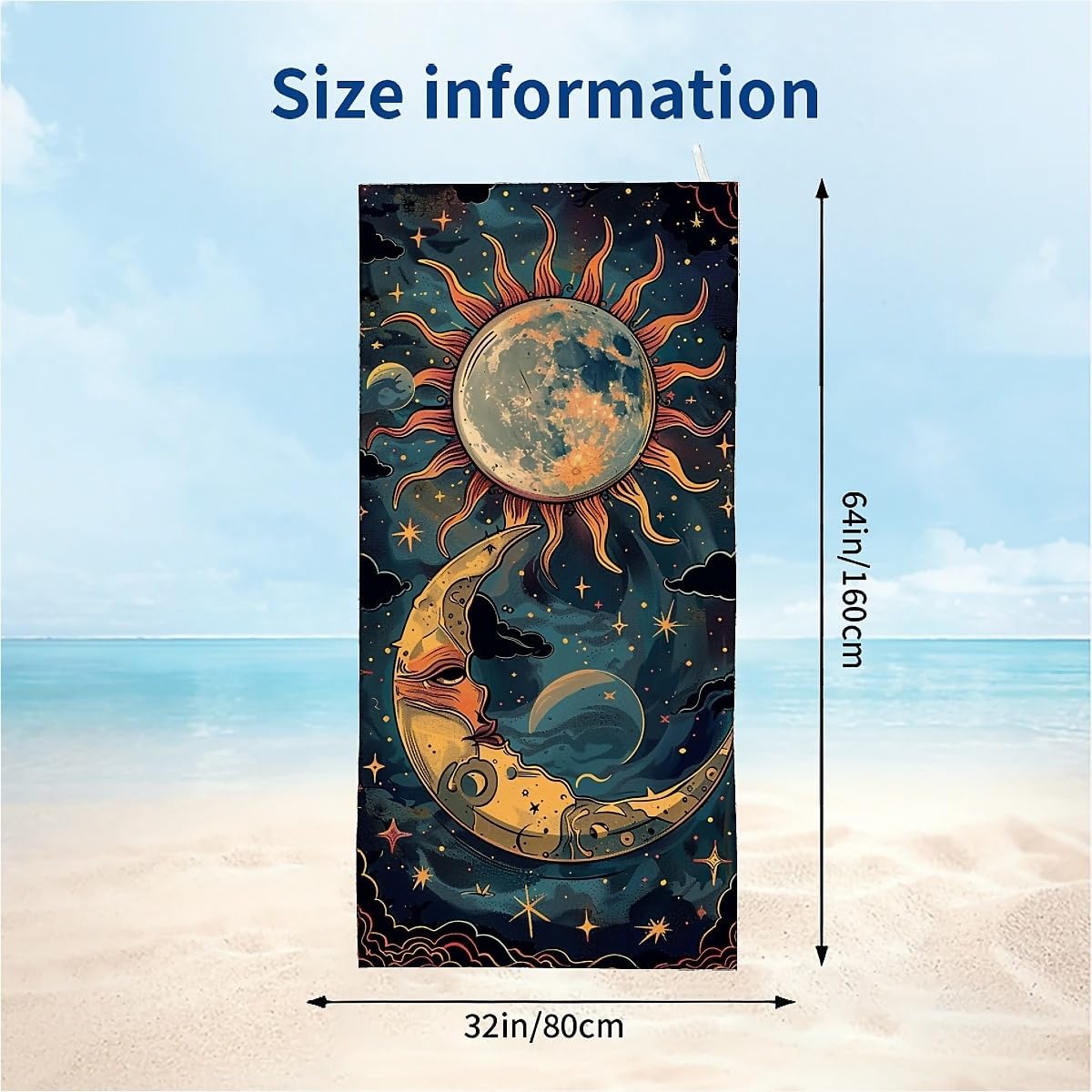 Day and Night Moon Sun Fluffy Beach Towels 32x64 Inch