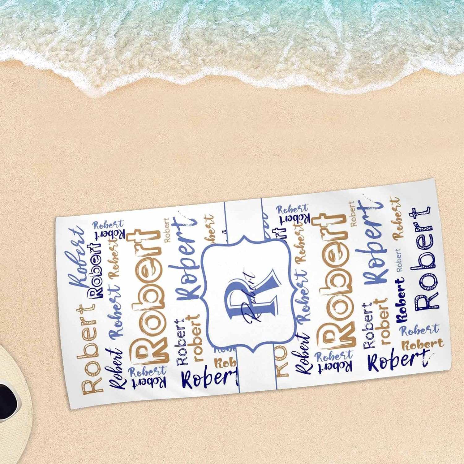 Artsadd Personalized Beach Towel with Name Initial 1