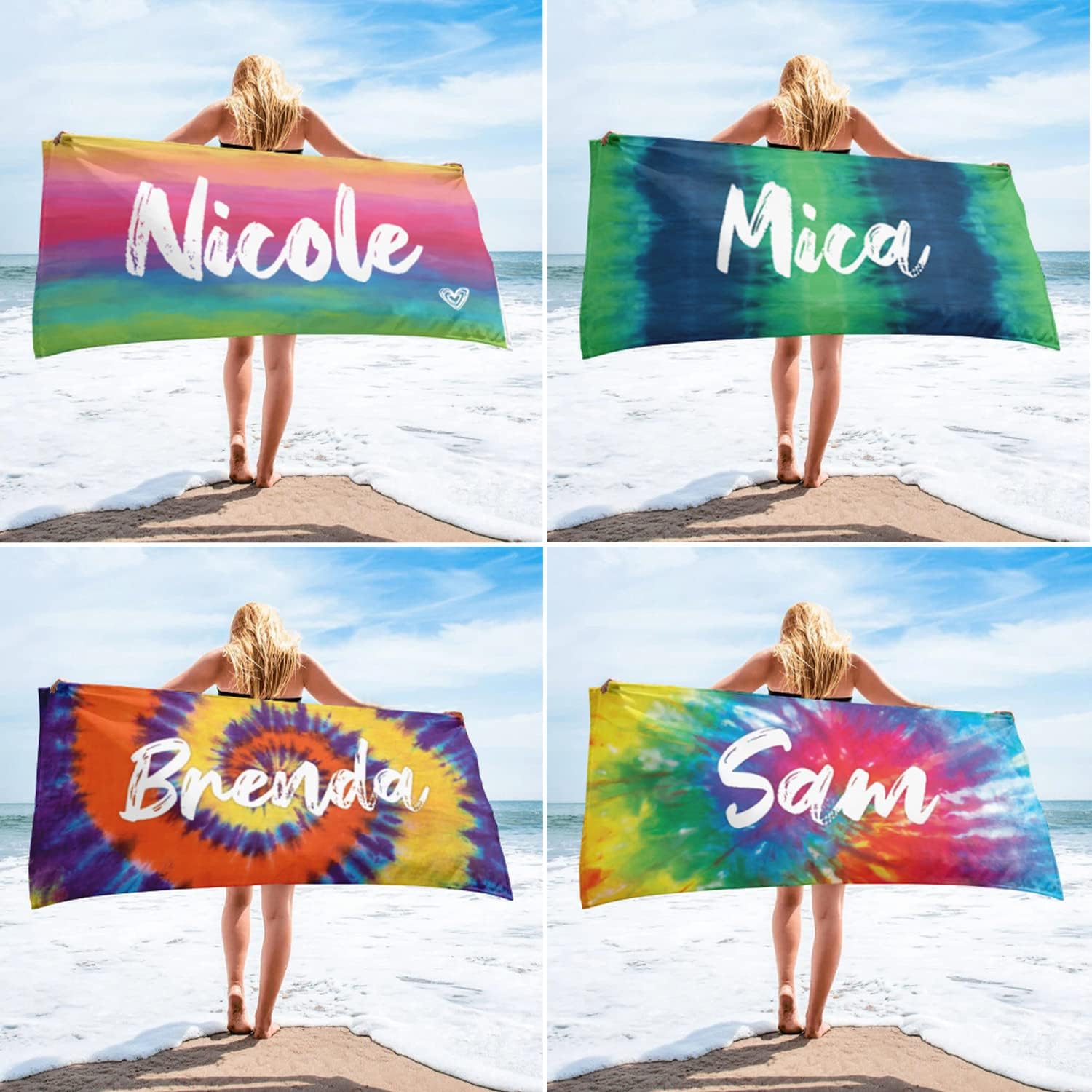 Custom Beach Towel - Tie Dye Personalized Pool Swim Blanket