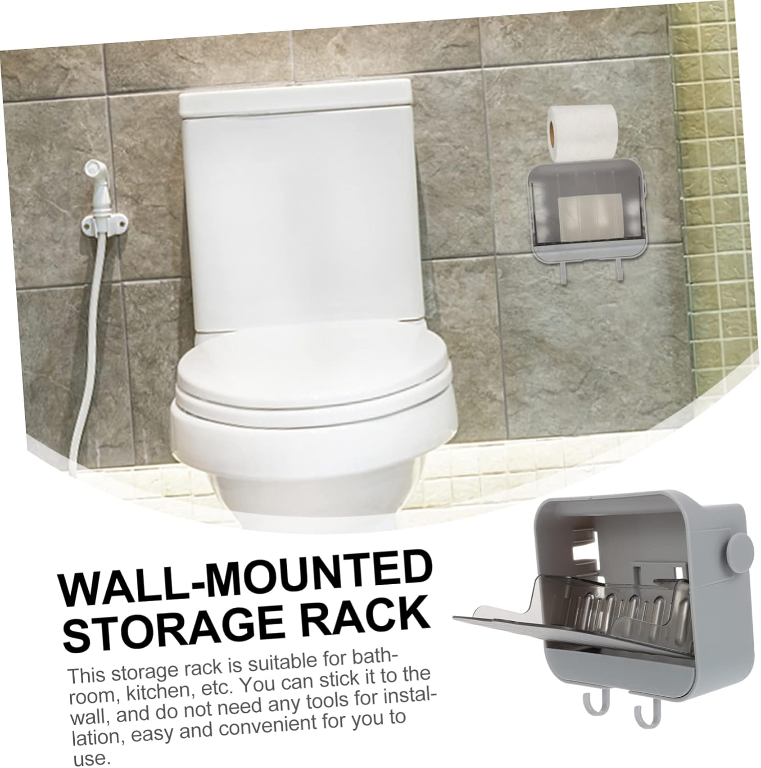 Happyyami 2 Hooks Wall Mount Soap Dish Holder