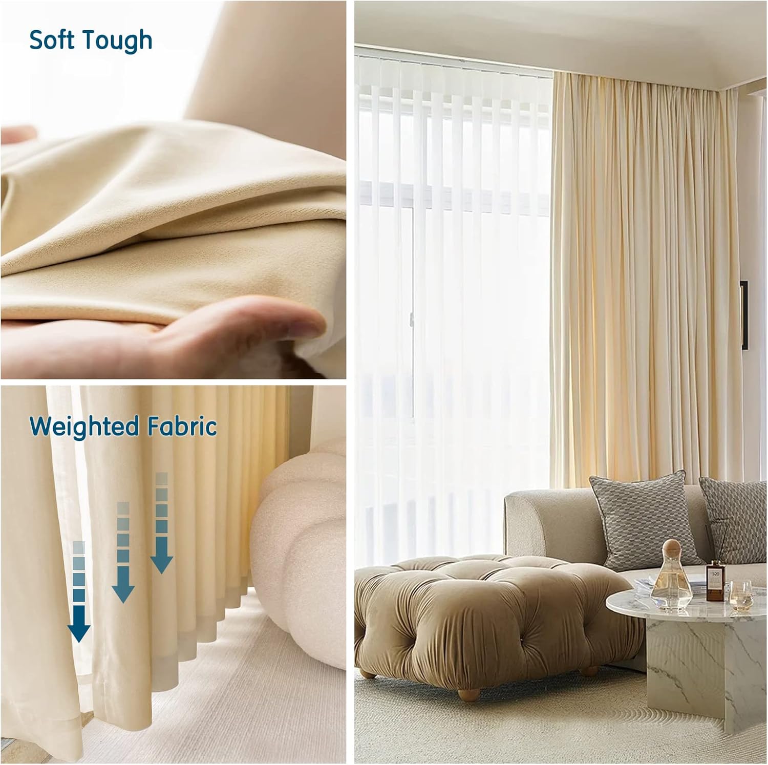 LETAU Pinch Pleated Blackout Curtains 52x102 Set of 2