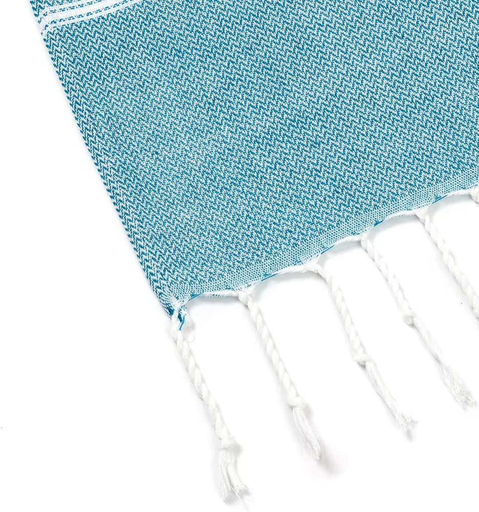 Turkish Cotton Beach Towel with Tassels - Quick Dry Lightweight 1