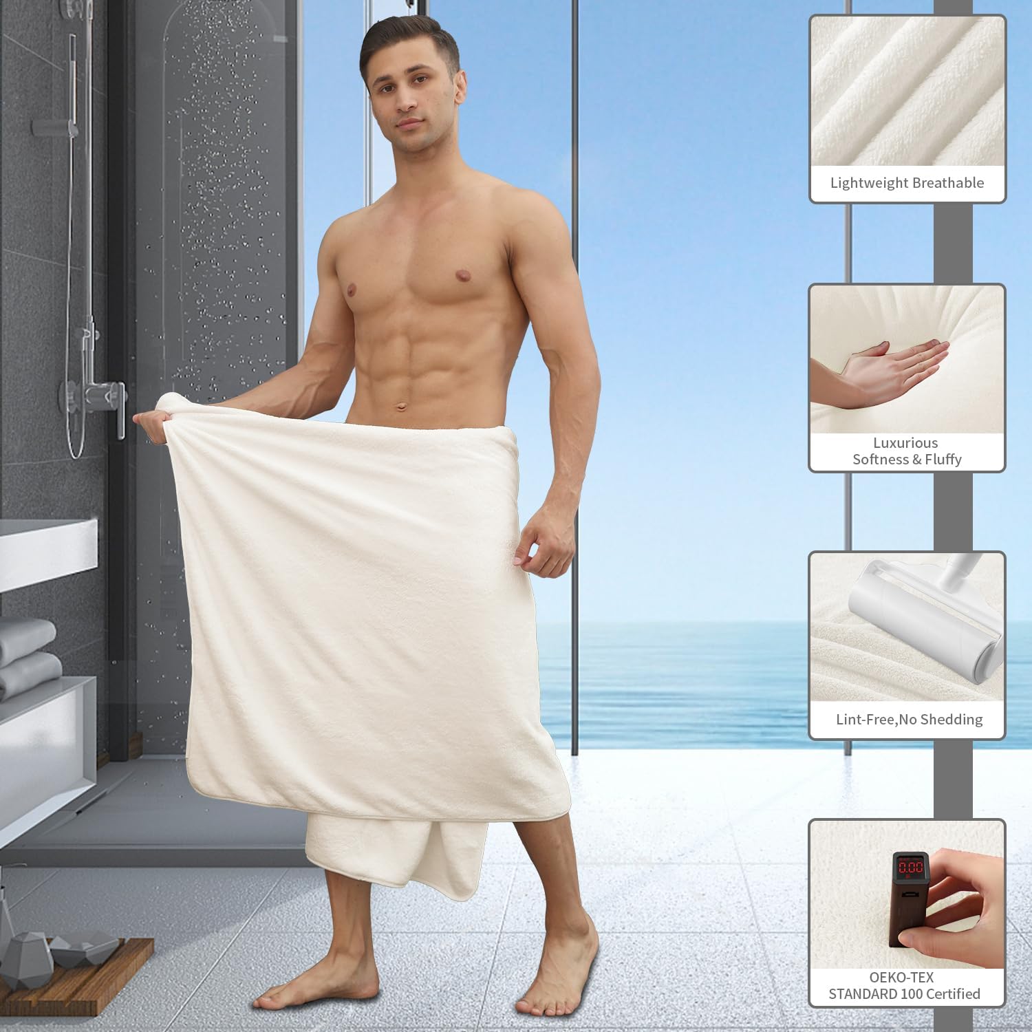 MAGGEA Extra Large Bath Sheet 4 Pack - 35x70 Inch