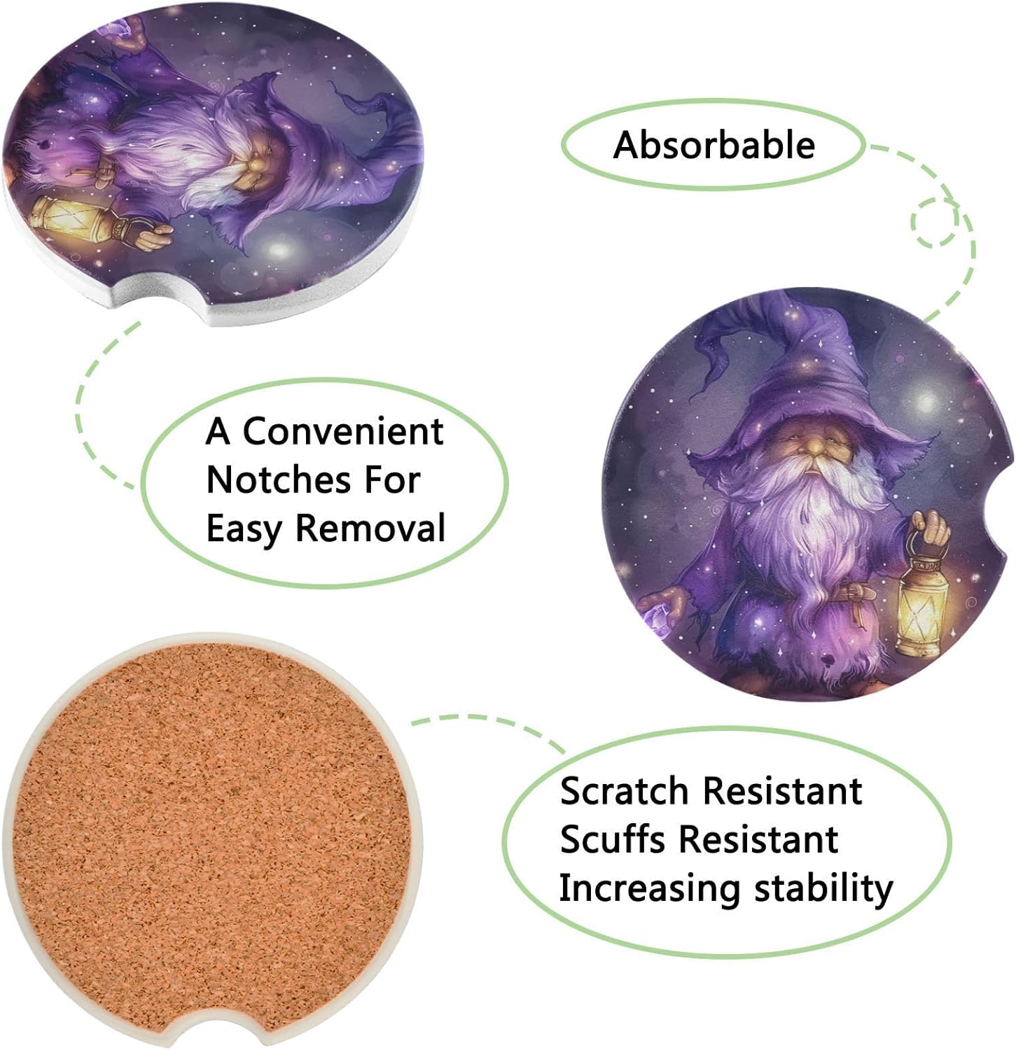 Takiito Fantasy Gnome Car Coasters 2 Pack