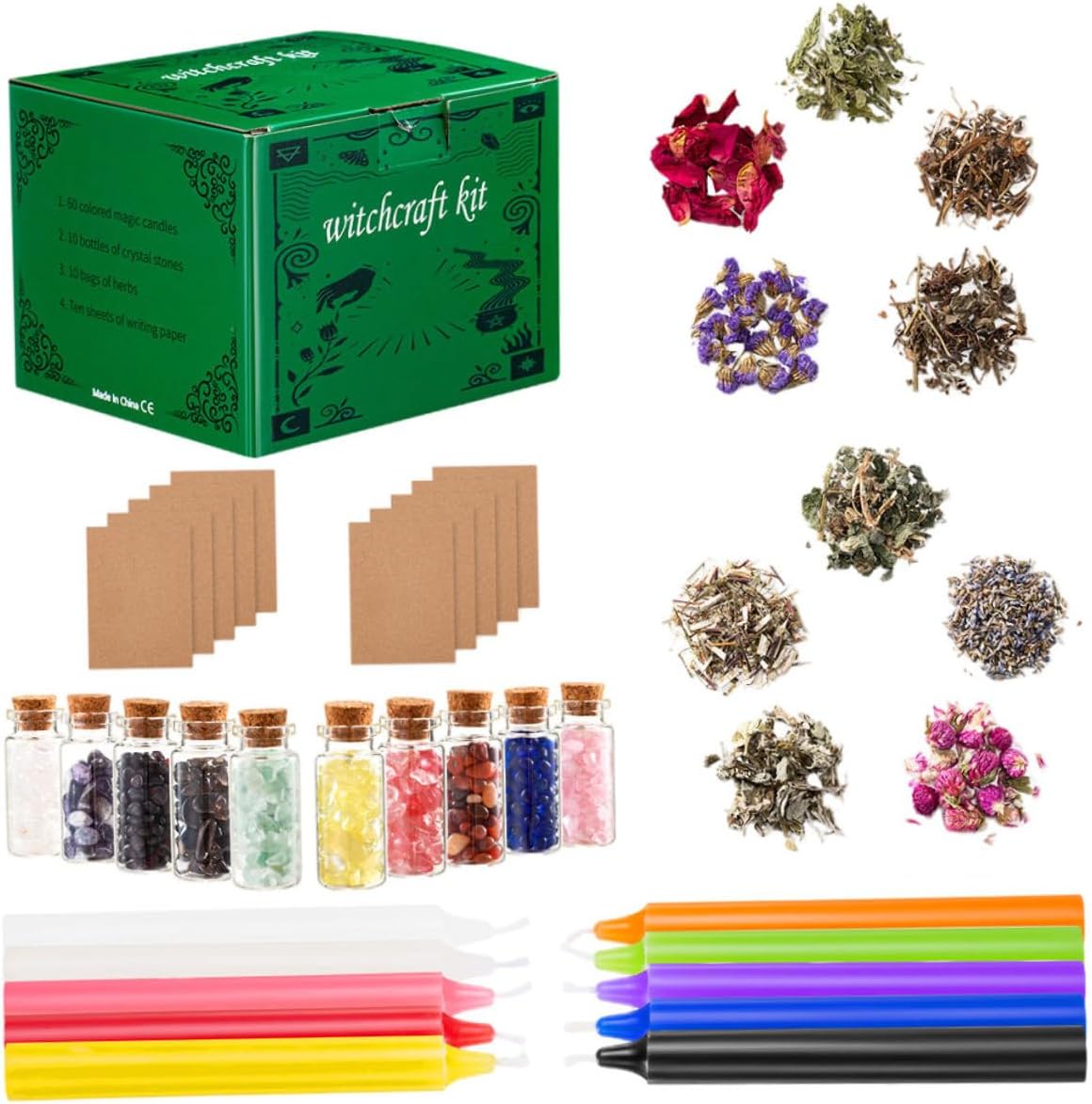 Witch Starter Kit with Dried Flowers and Crystals