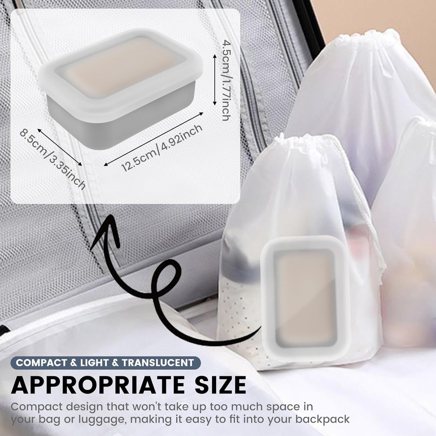 Travel Soap Container with Leakproof Silicone Lid and Drainage Pad