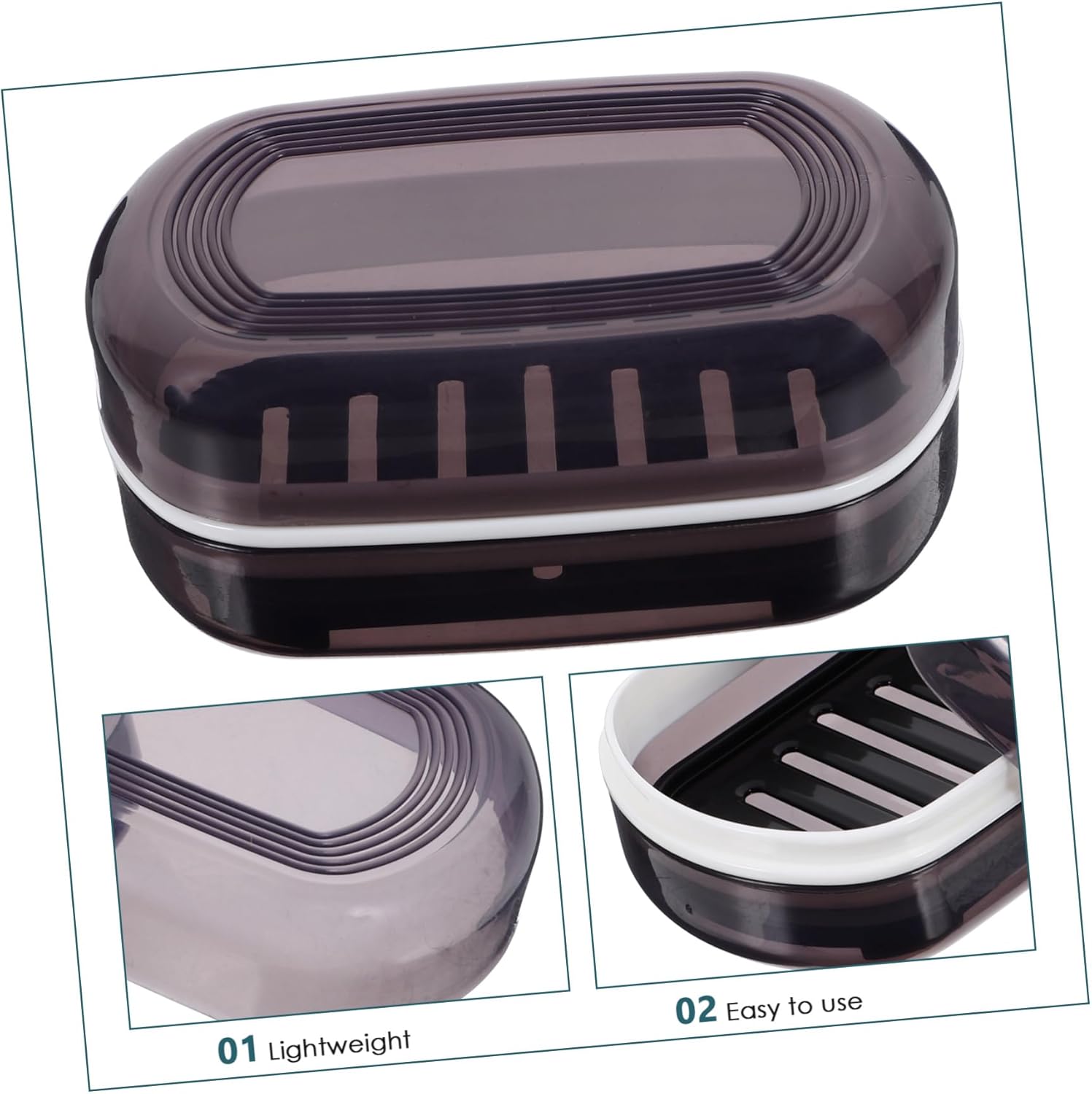 Alipis Portable Soap Holder with Lid Dual Drainage Travel Storage Box