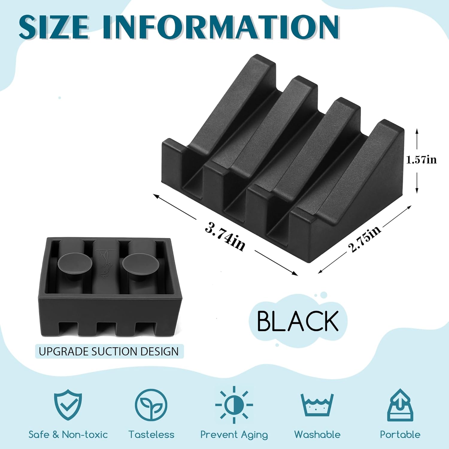 AIXIAOYA Silicone Soap Dish with Drain and Double Suction Cups 1