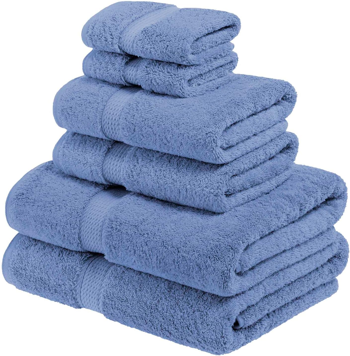 Superior Denim Blue Egyptian Cotton 6-Piece Towel Set