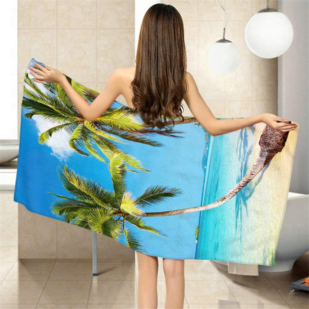 Moslion Comfy Bath Towel with Palm Tree Design