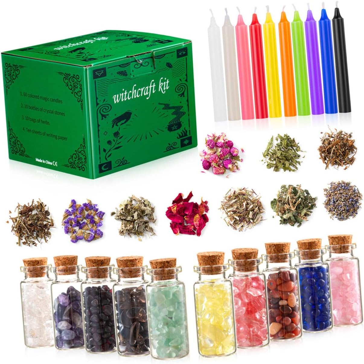 Witch Starter Kit with Dried Flowers and Crystals