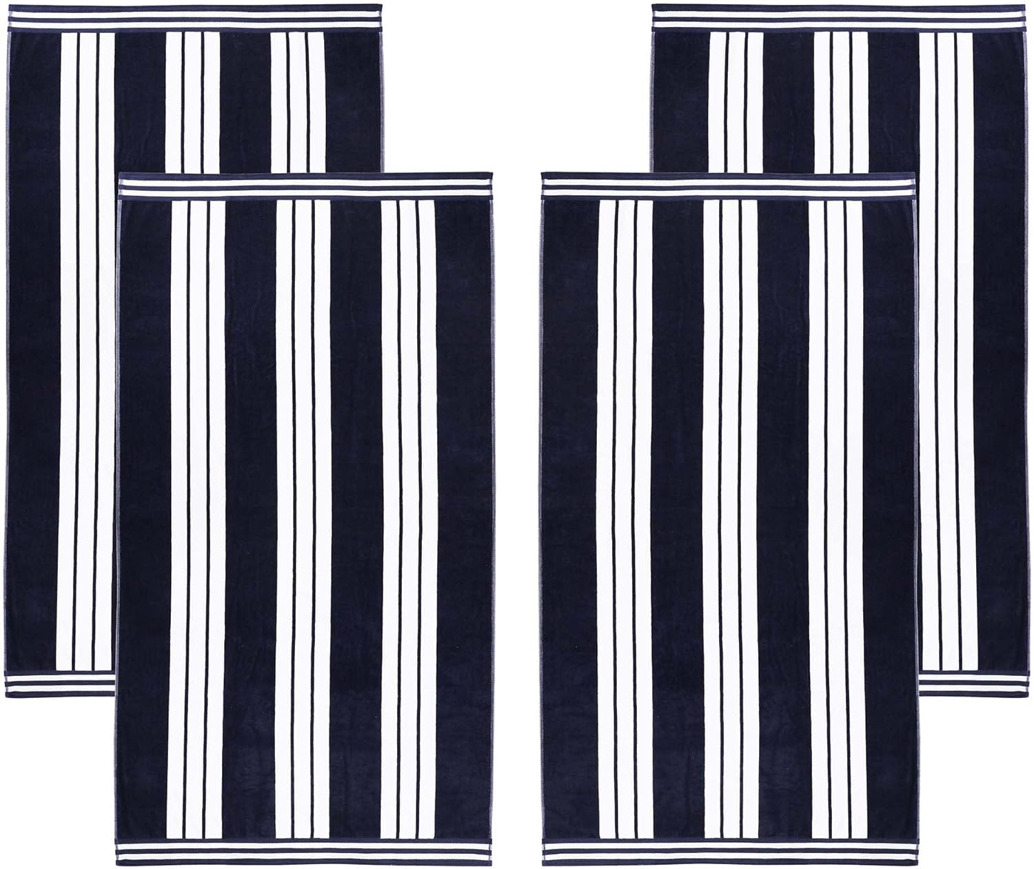 Superior Oversized Cotton Beach Towel Set of 4 - Blue