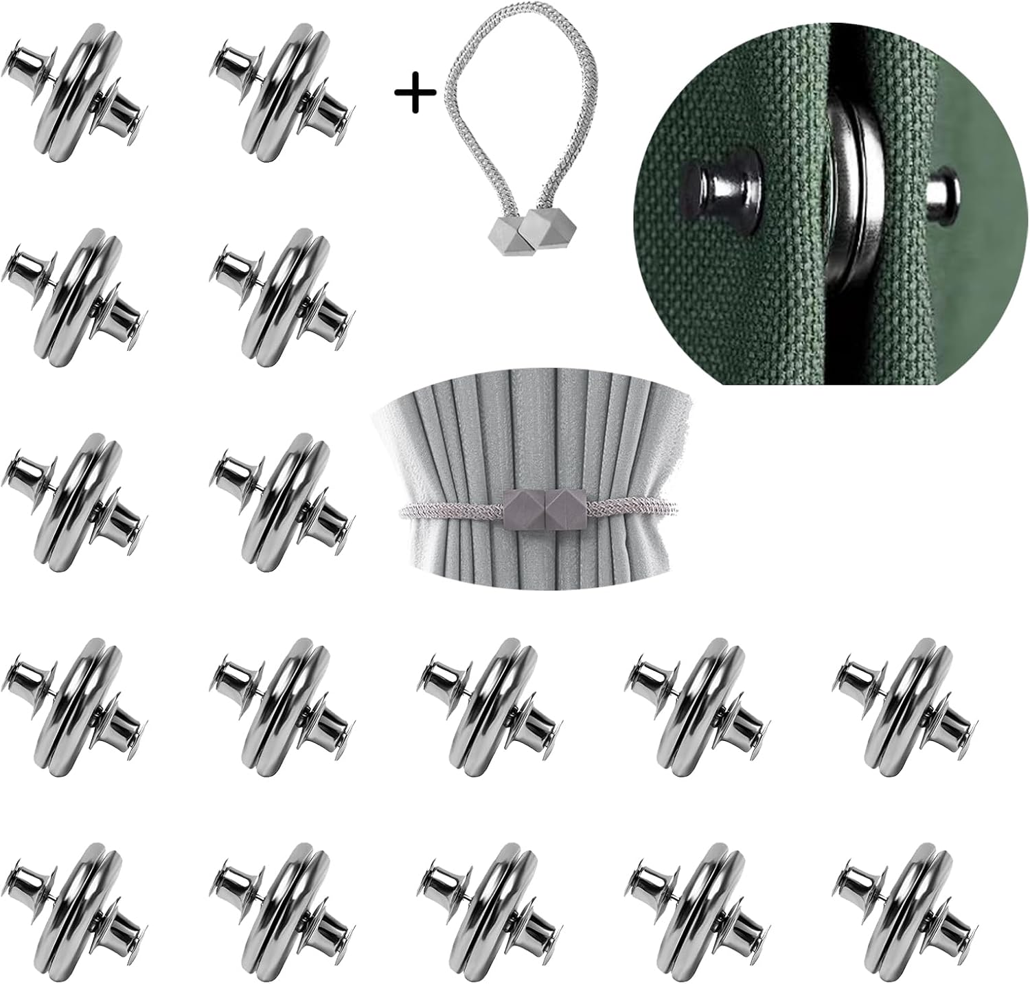 FarwenC 16pairs Magnetic Curtain Clips with Tiebacks
