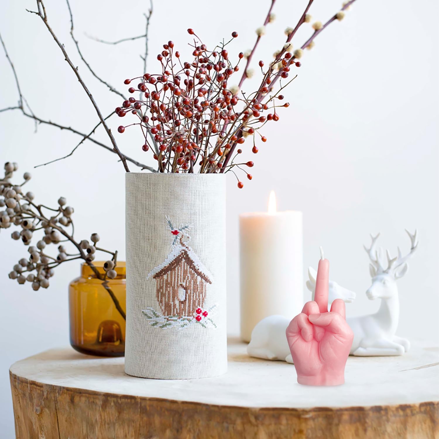 Middle Finger Scented Candle Pink Pine Aromatherapy Decor