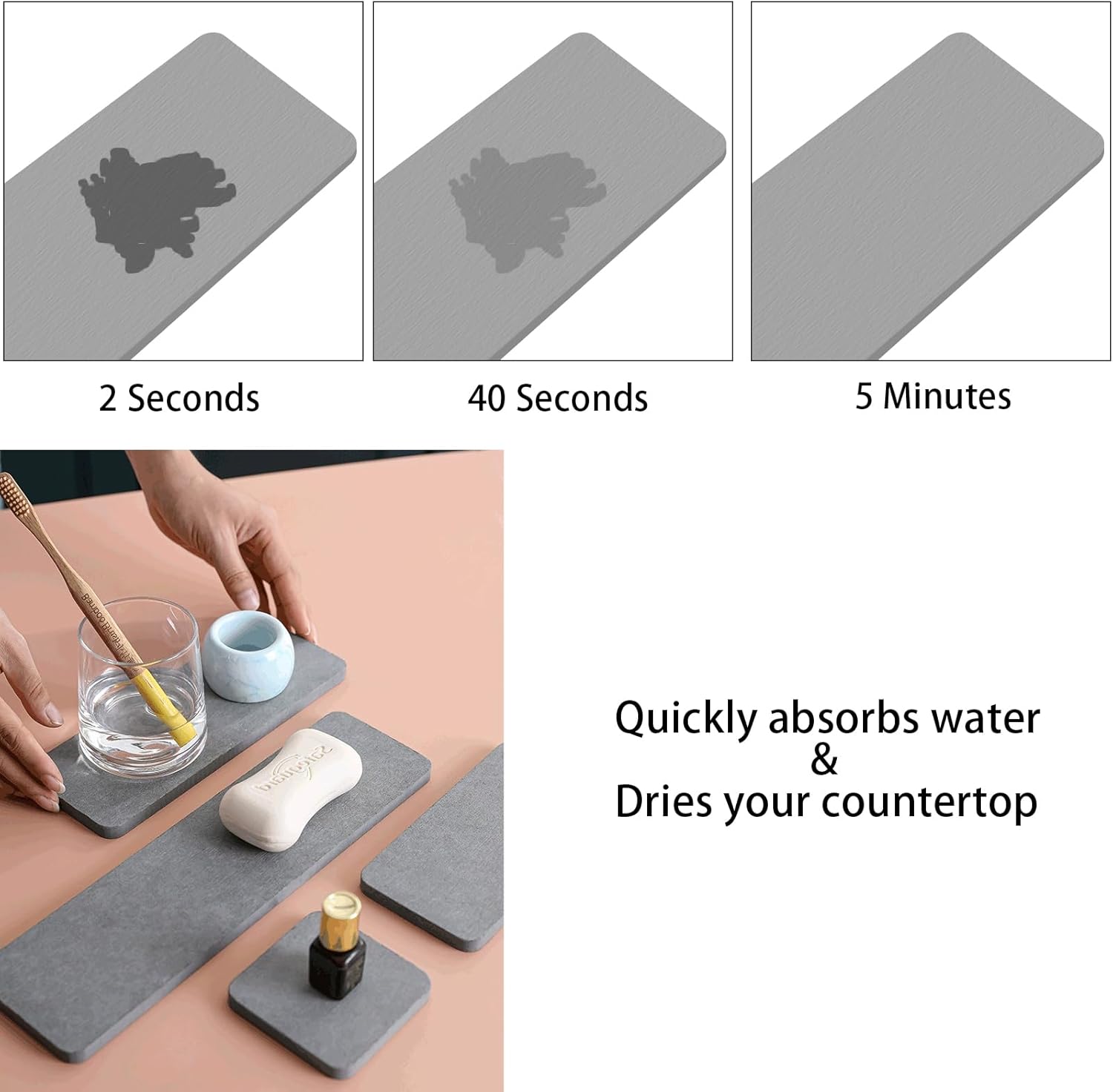 Set of 4 Diatomite Coasters for Water Absorption