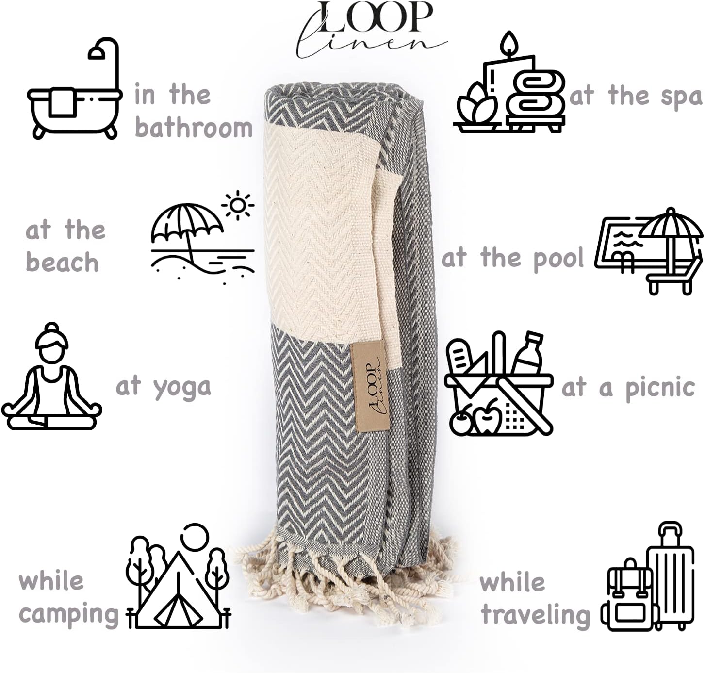 Loop Linen Cotton Beach Towel - Super Gift Multi-Purpose Large Size