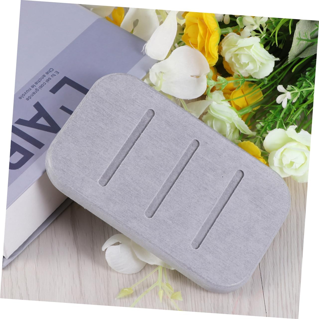 PRETYZOOM Non-Slip Diatomite Soap Dish Grey